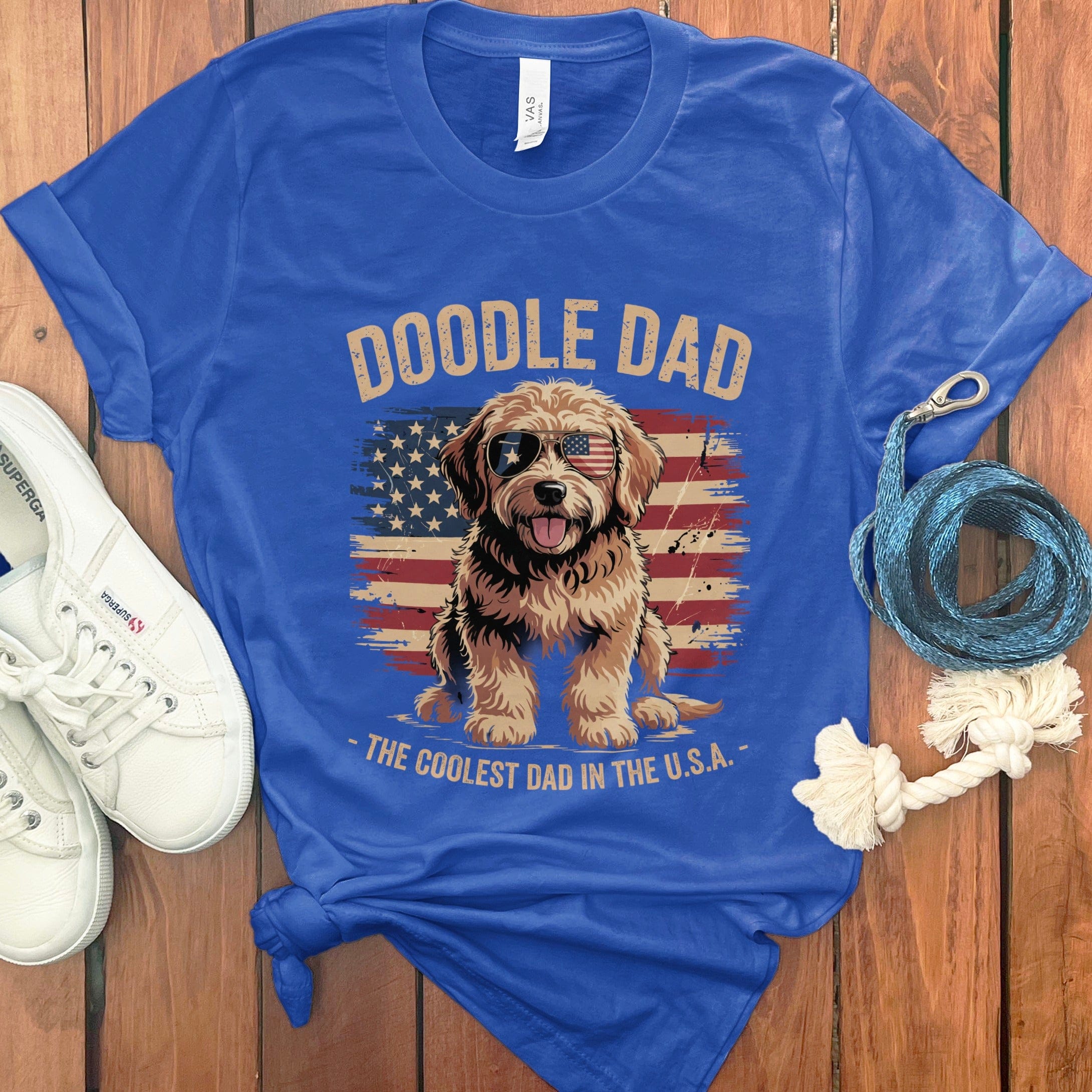 Patriotic Doodle Dad T-Shirt in True Royal / S by Puppy Jo
