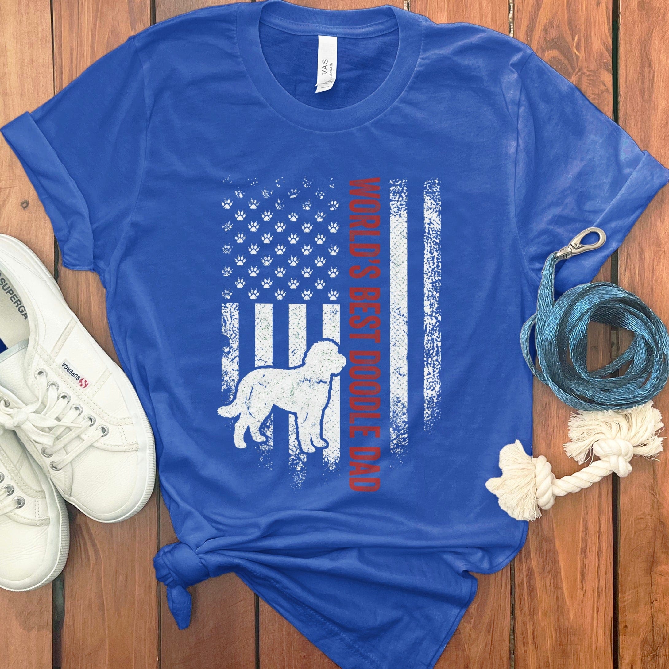 Patriotic Doodle Dad T-Shirt in True Royal / S by Puppy Jo