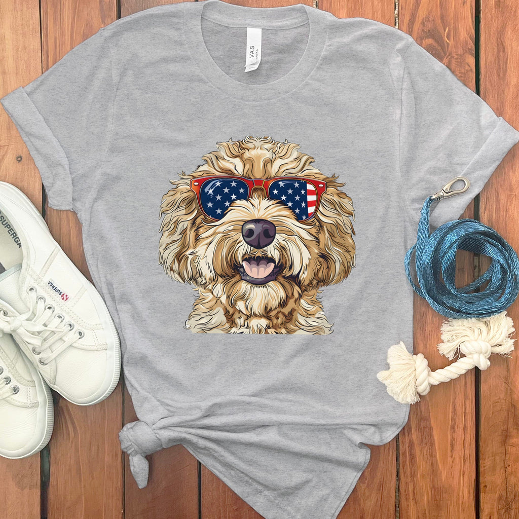 Patriotic Doodle Sunglasses T-Shirt in Athletic Heather / M by Puppy Jo