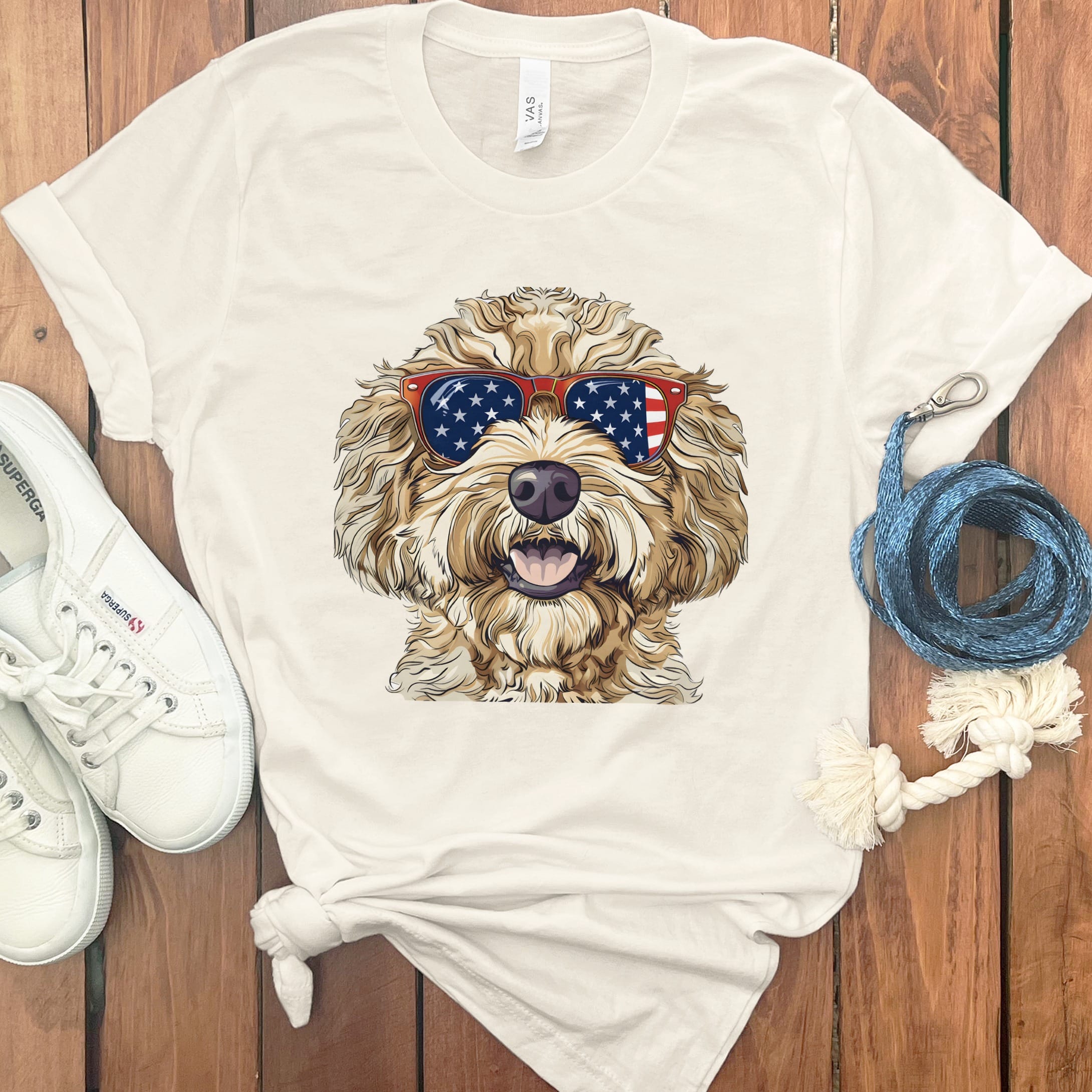 Patriotic Doodle Sunglasses T-Shirt in Natural / M by Puppy Jo