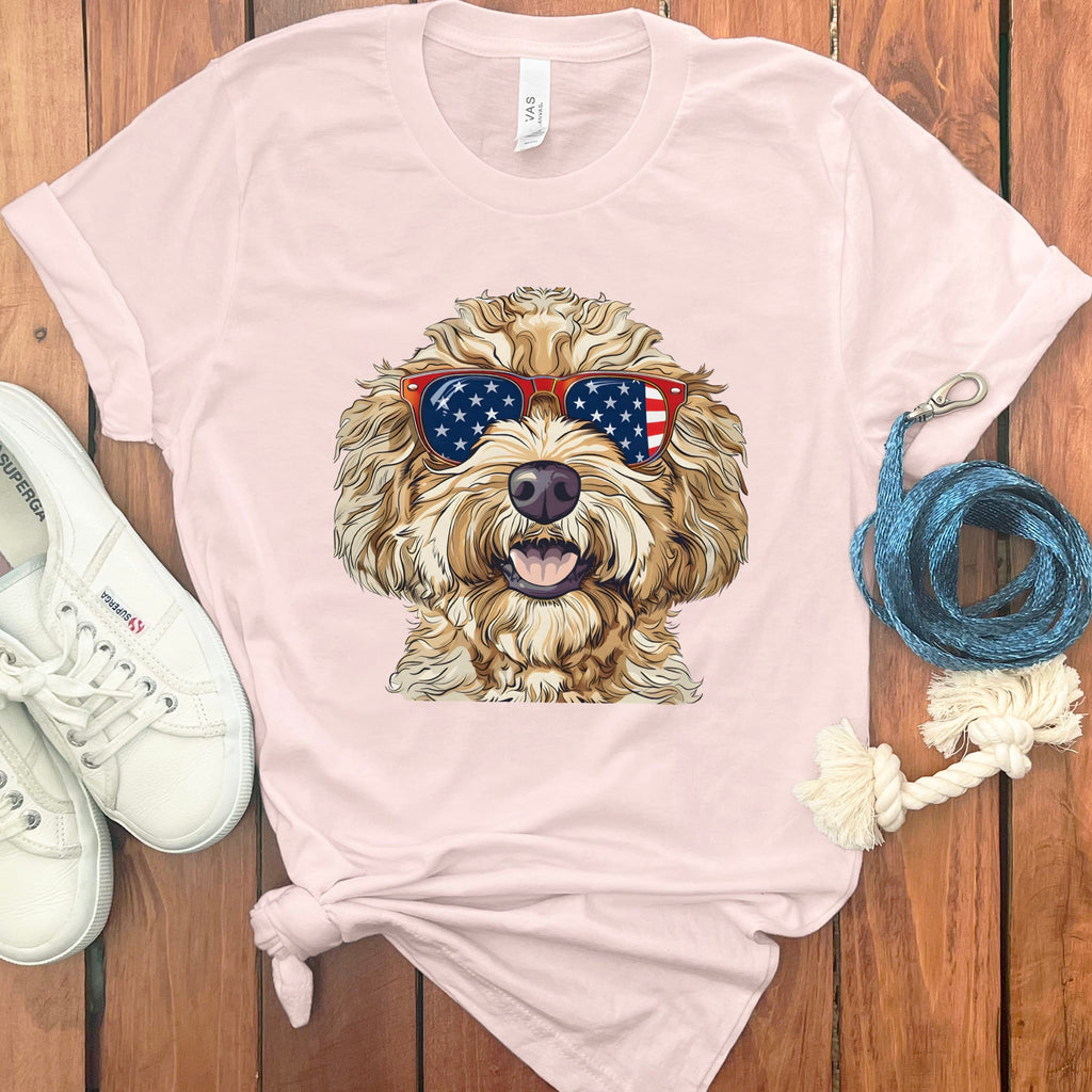 Patriotic Doodle Sunglasses T-Shirt in Soft Pink / M by Puppy Jo