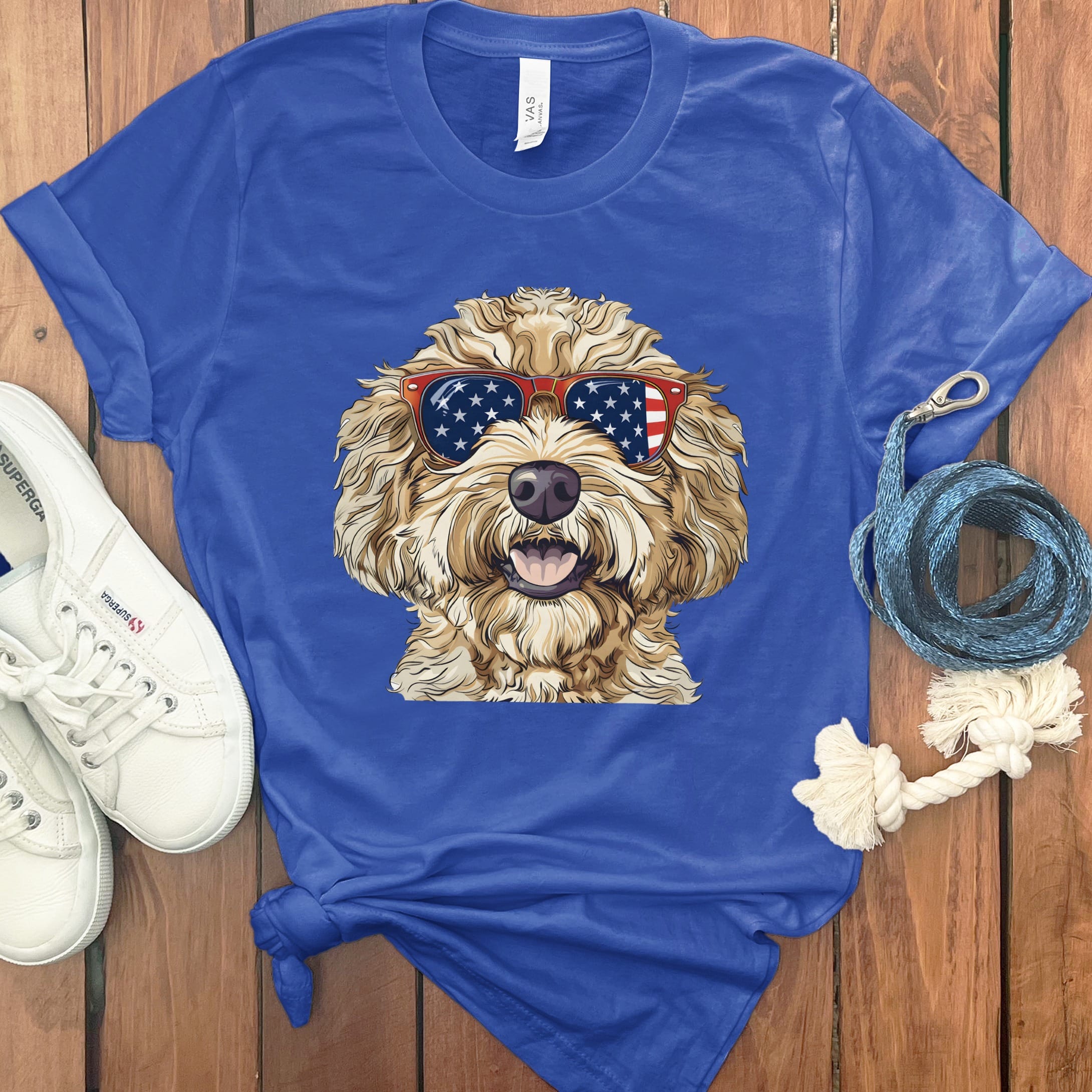 Patriotic Doodle Sunglasses T-Shirt in True Royal / M by Puppy Jo