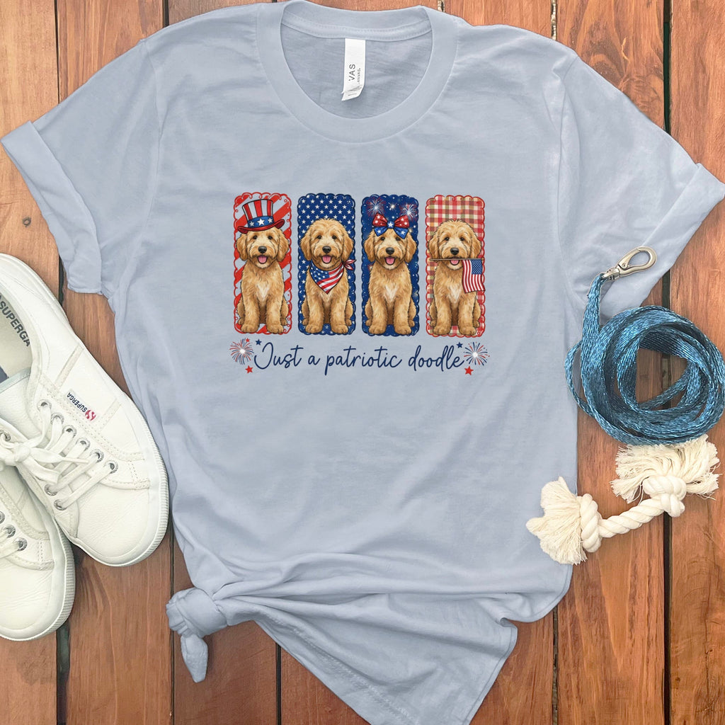 Patriotic Doodle T-Shirt in Light Blue / S by Puppy Jo