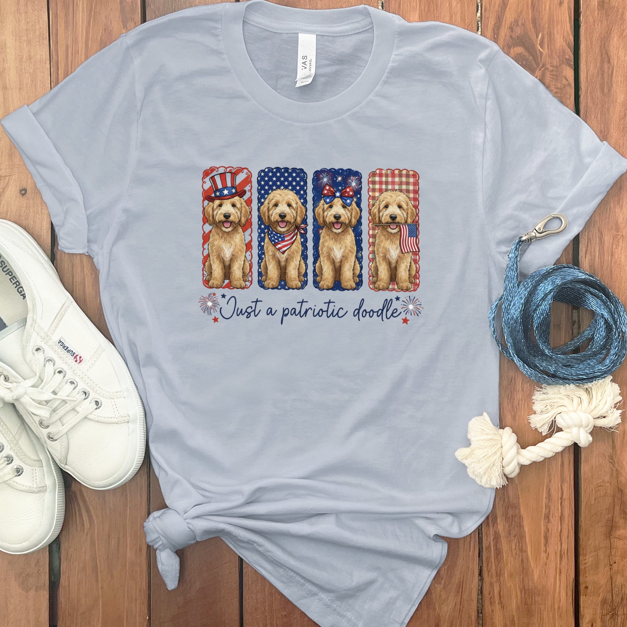 Patriotic Doodle T-Shirt in Light Blue / S by Puppy Jo