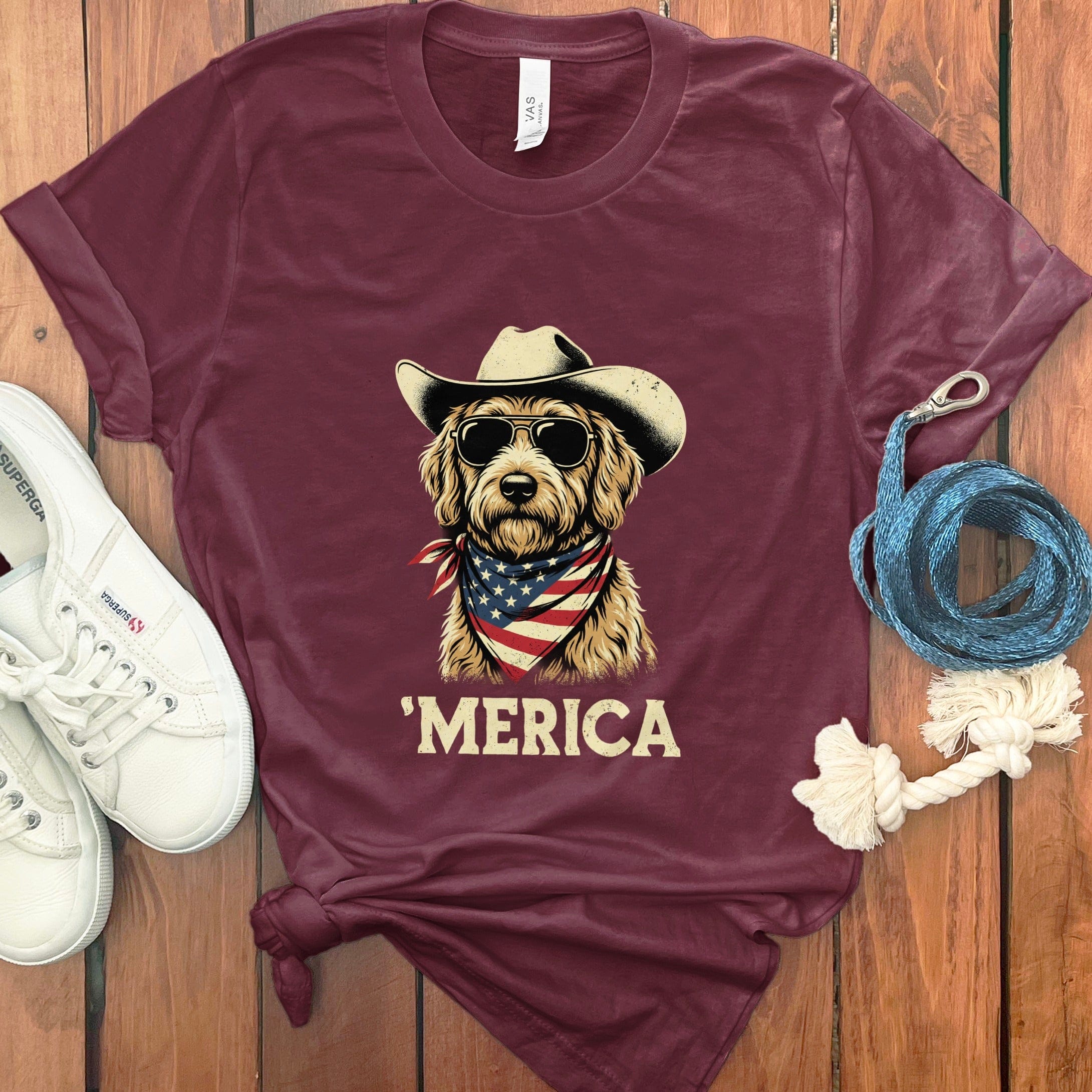 Patriotic Doodle T-Shirt in Maroon / S by Puppy Jo