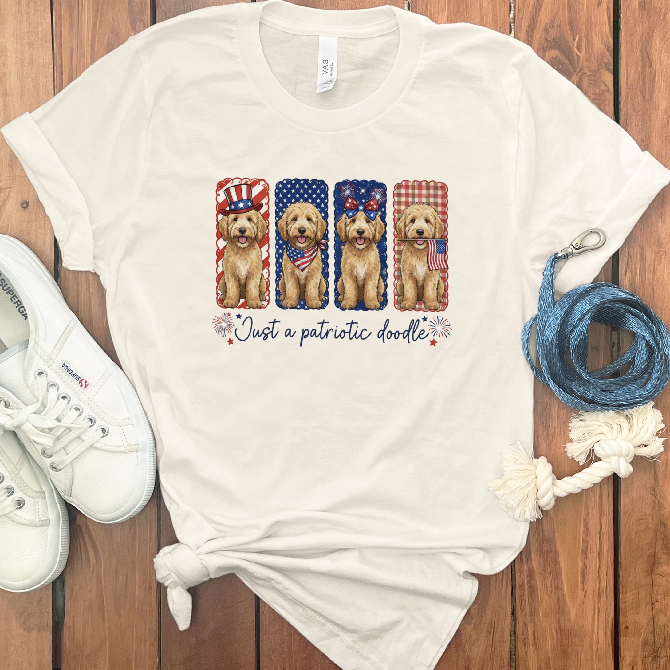 Patriotic Doodle T-Shirt in Natural / S by Puppy Jo