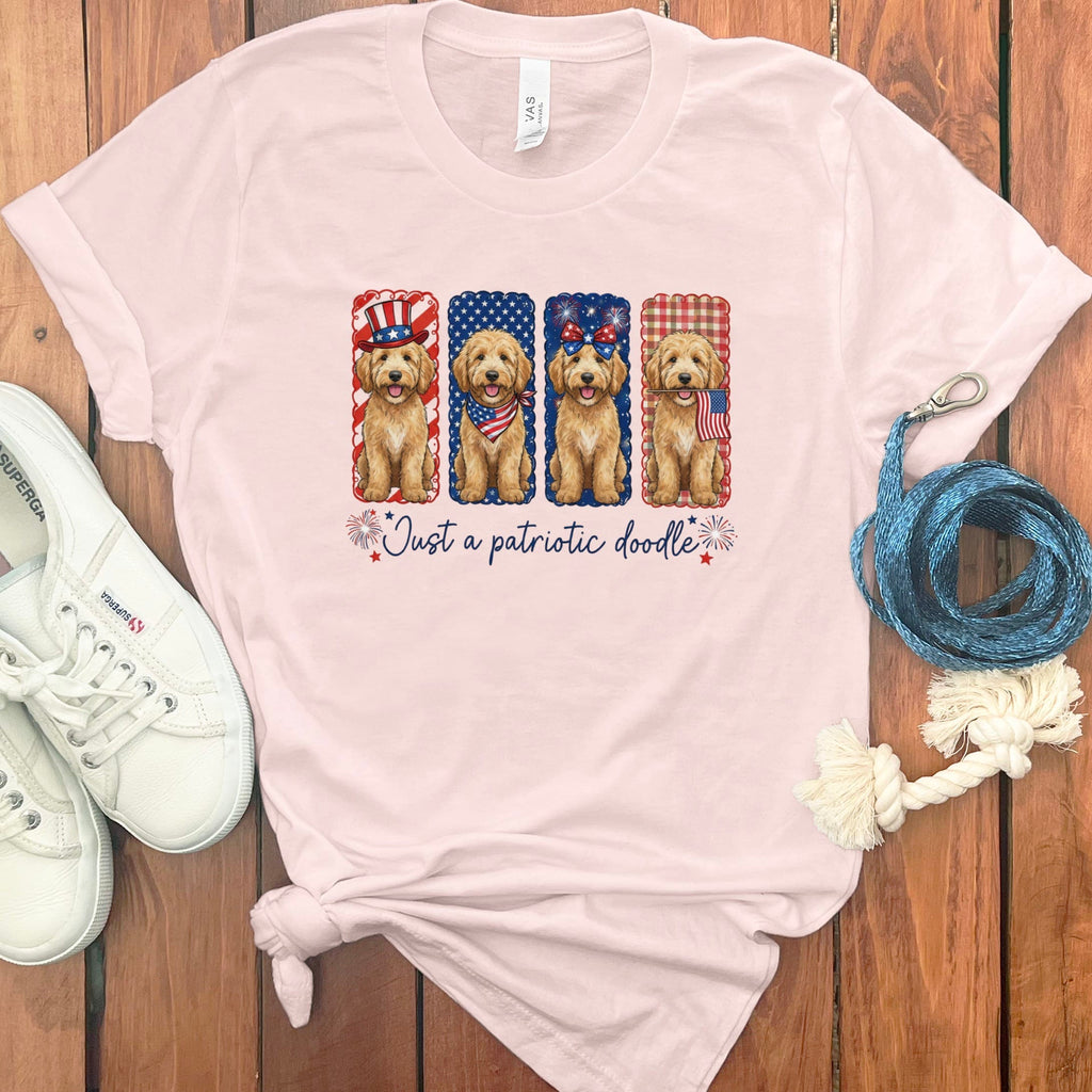 Patriotic Doodle T-Shirt in Soft Pink / S by Puppy Jo