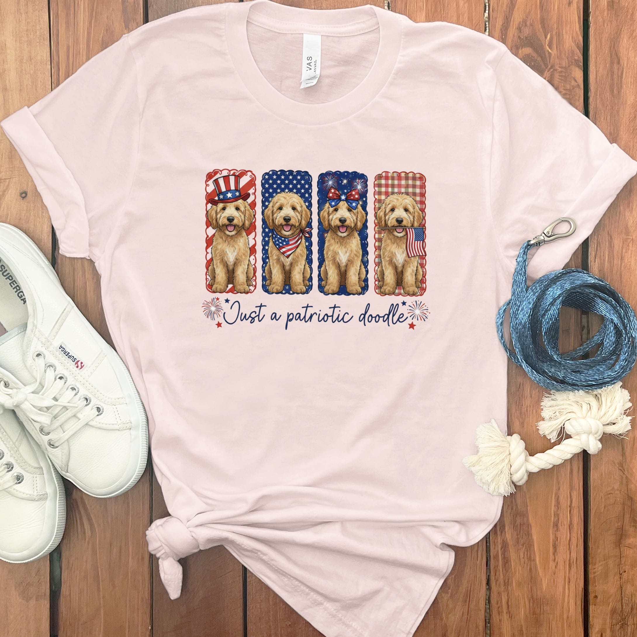 Patriotic Doodle T-Shirt in Soft Pink / S by Puppy Jo