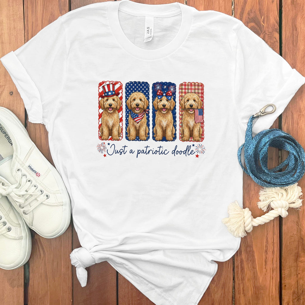 Patriotic Doodle T-Shirt in White / S by Puppy Jo