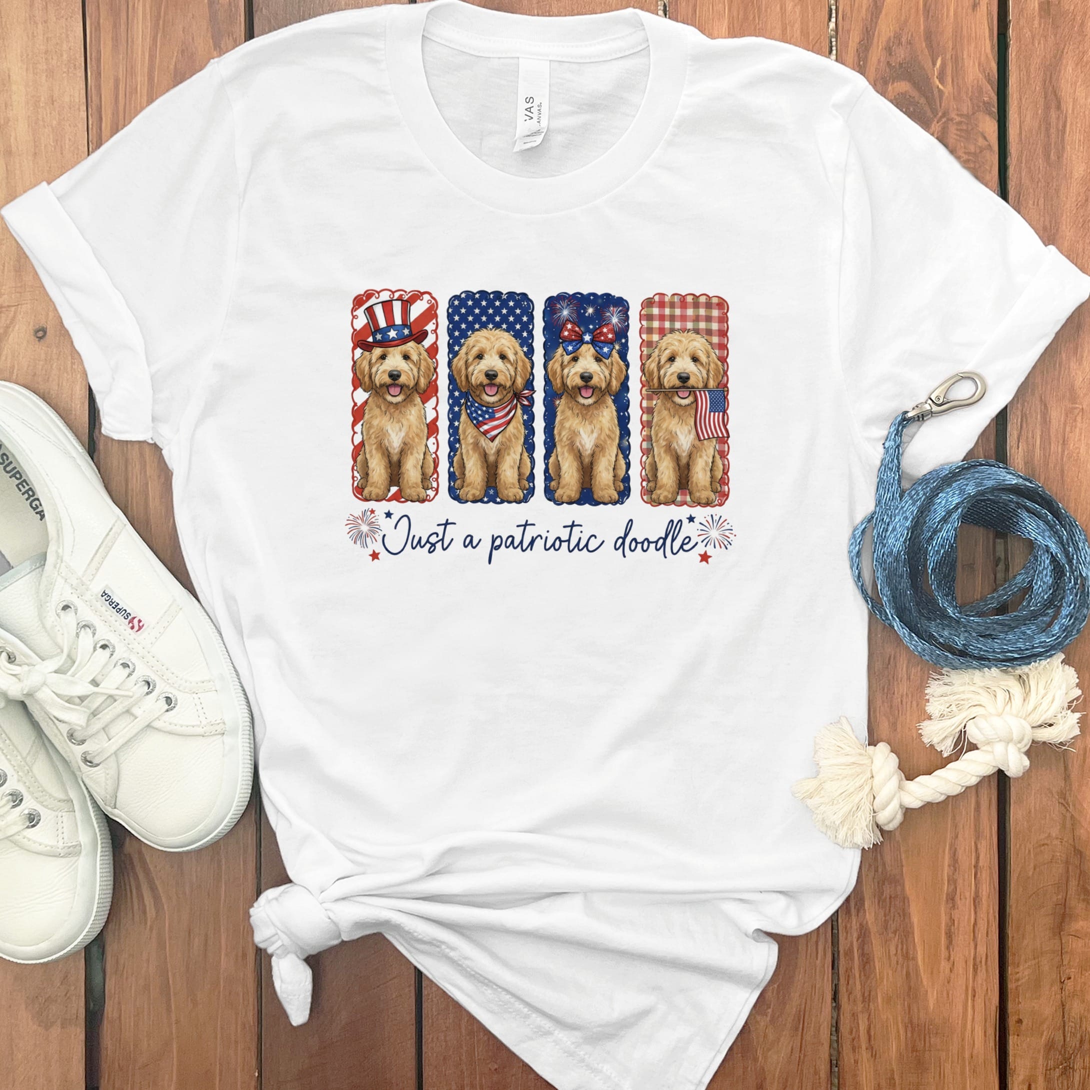Patriotic Doodle T-Shirt in White / S by Puppy Jo