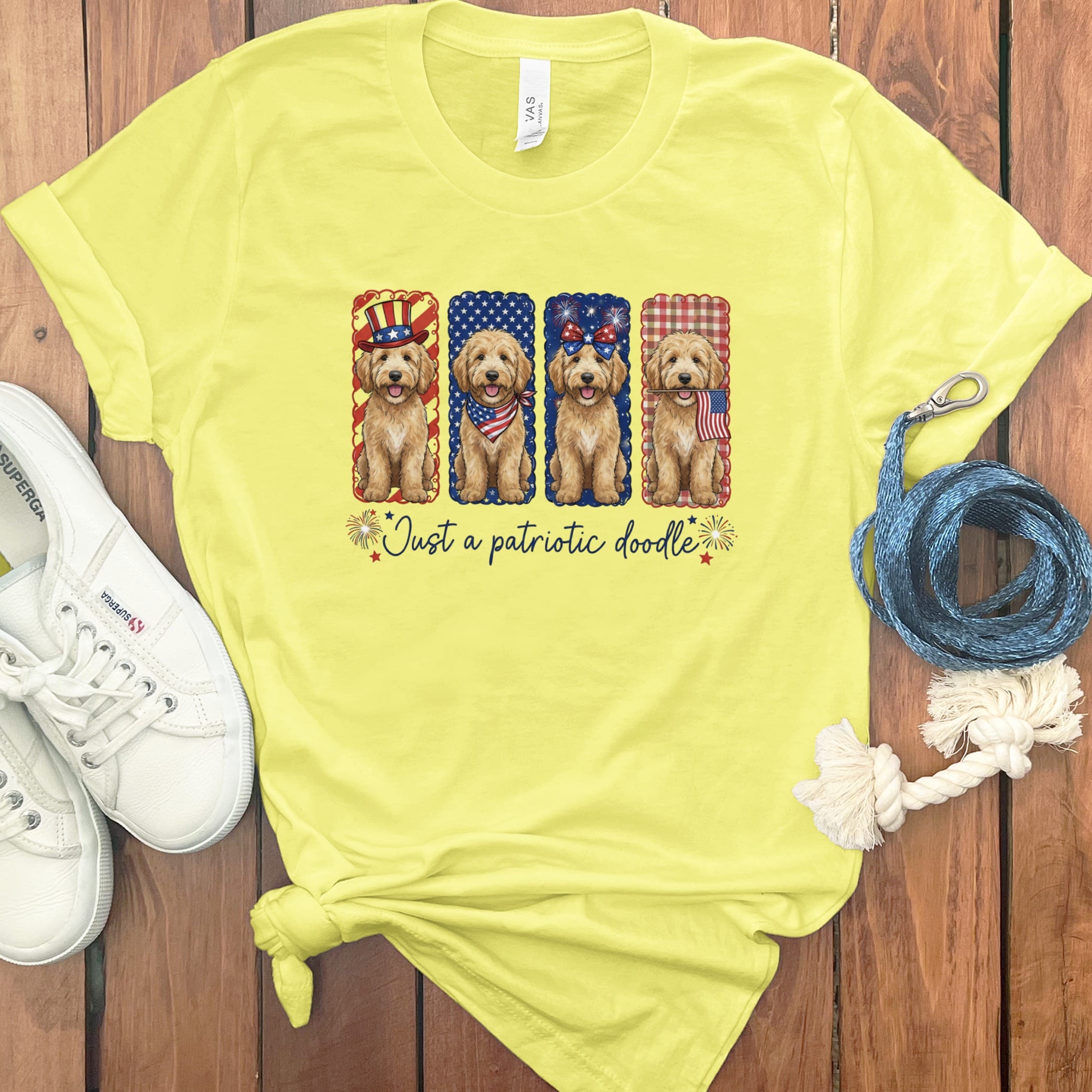 Patriotic Doodle T-Shirt in Yellow / S by Puppy Jo