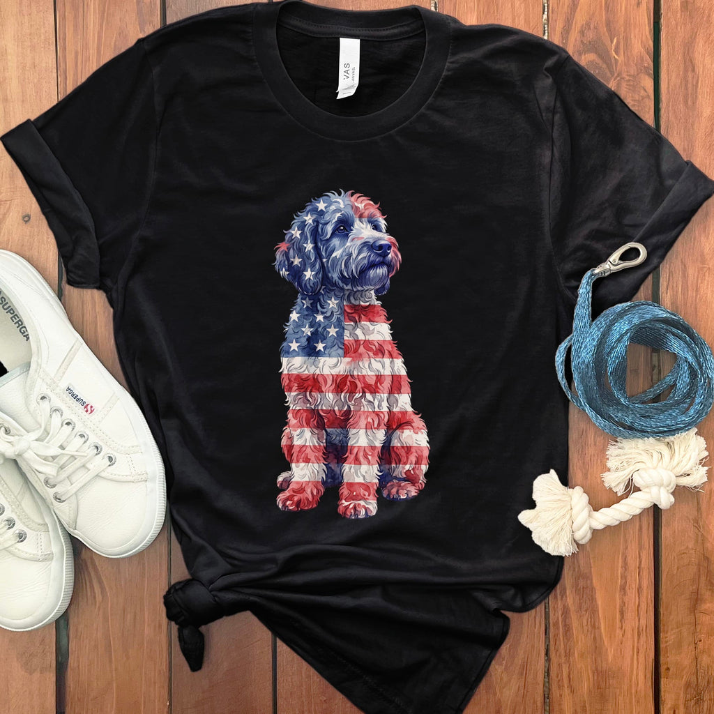 Patriotic Flag Doodle T-Shirt in Black / S by Puppy Jo