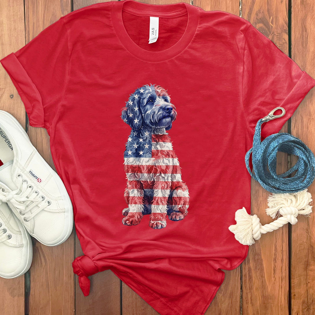 Patriotic Flag Doodle T-Shirt in Red / S by Puppy Jo