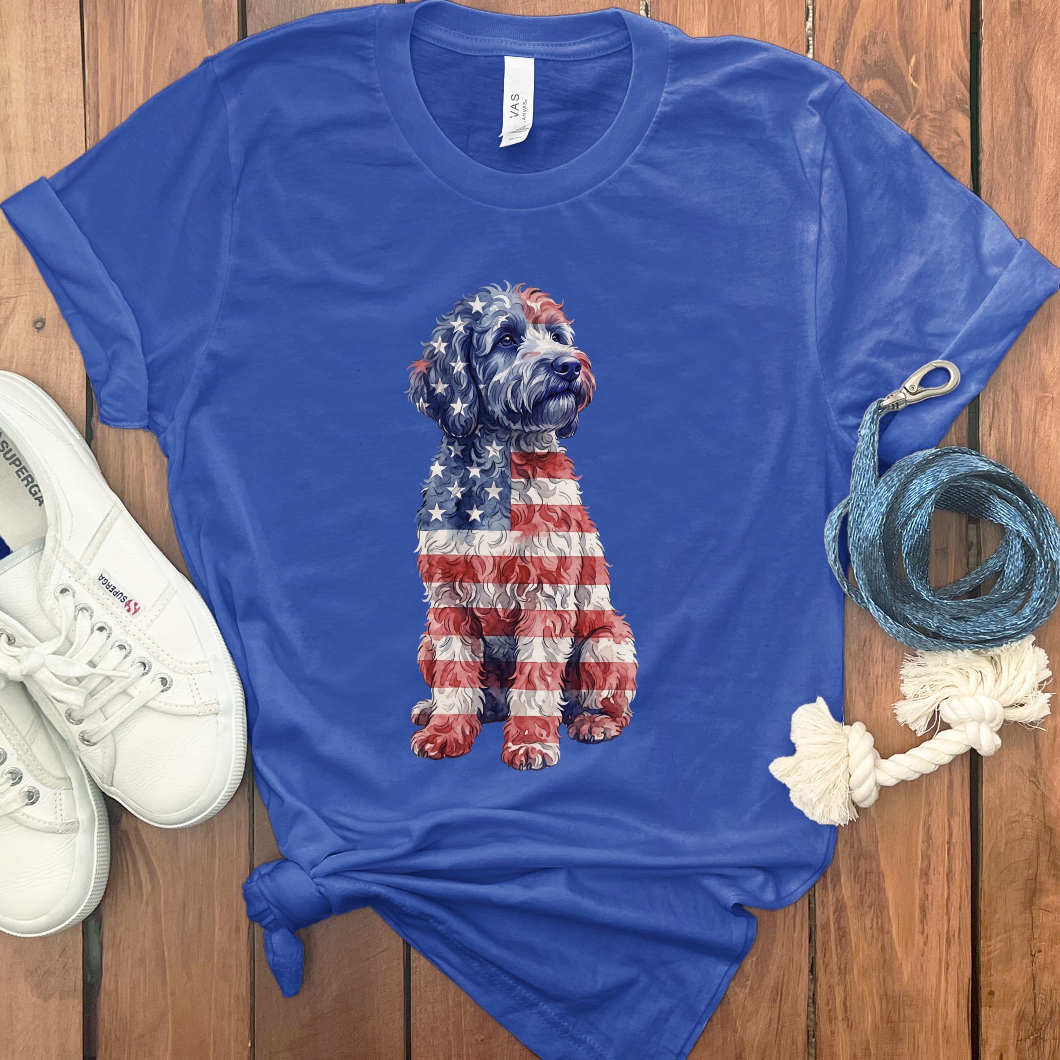 Patriotic Flag Doodle T-Shirt in True Royal / S by Puppy Jo