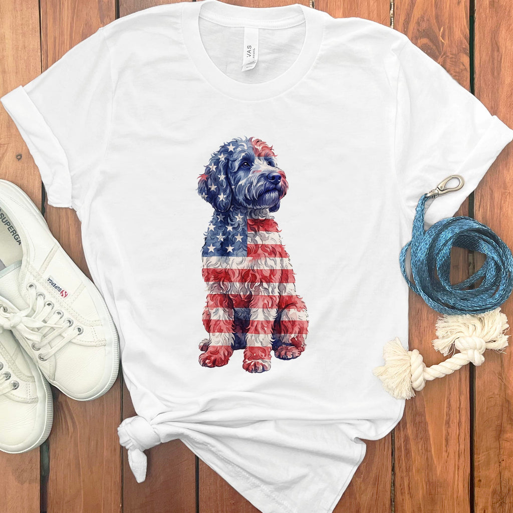 Patriotic Flag Doodle T-Shirt in White / S by Puppy Jo