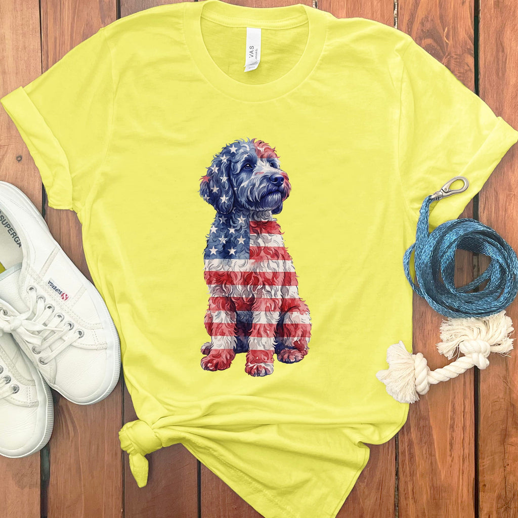 Patriotic Flag Doodle T-Shirt in Yellow / S by Puppy Jo