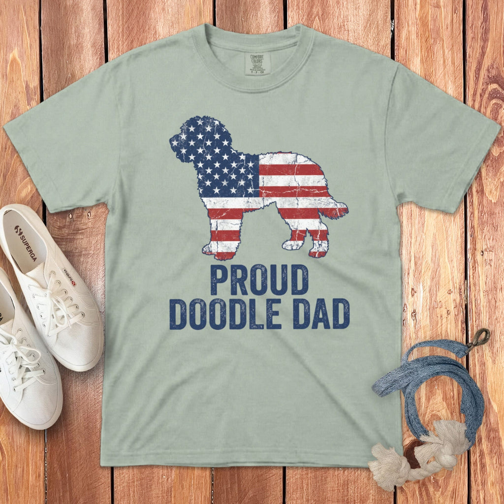 Patriotic Proud Doodle Dad Signature T-Shirt in Bay / M by Puppy Jo
