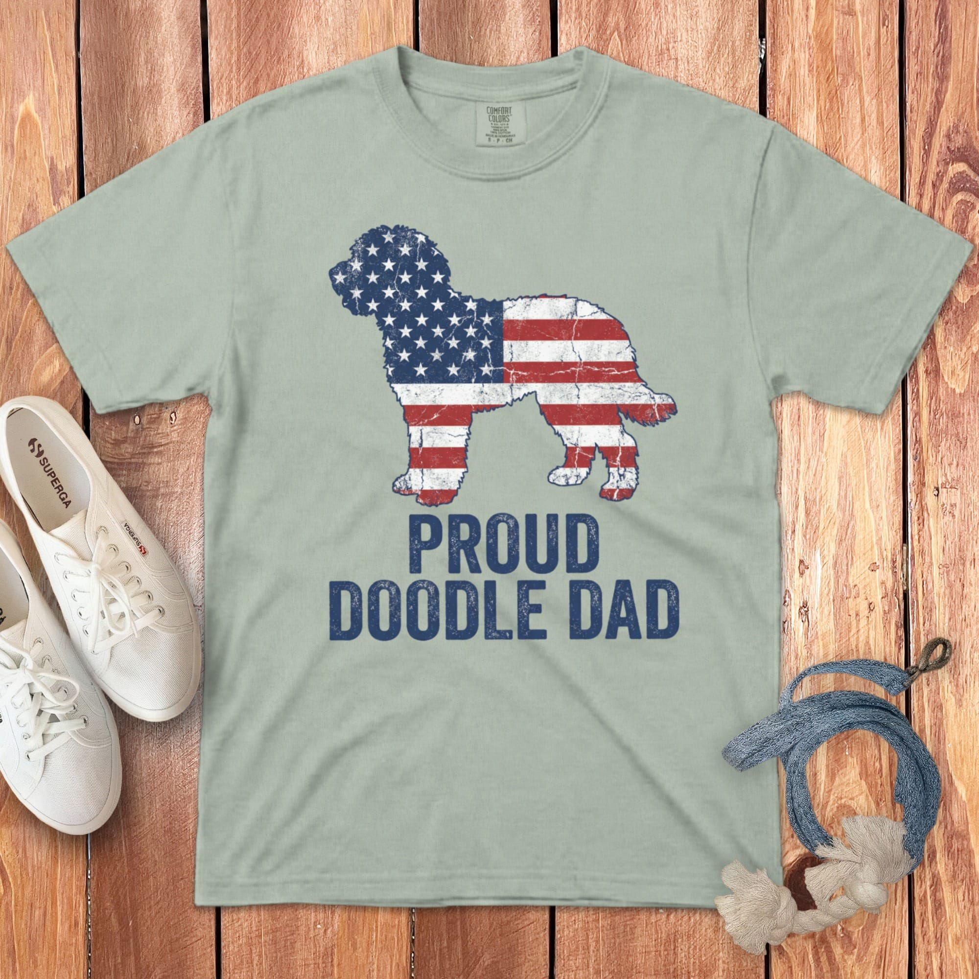 Patriotic Proud Doodle Dad Signature T-Shirt in Bay / M by Puppy Jo