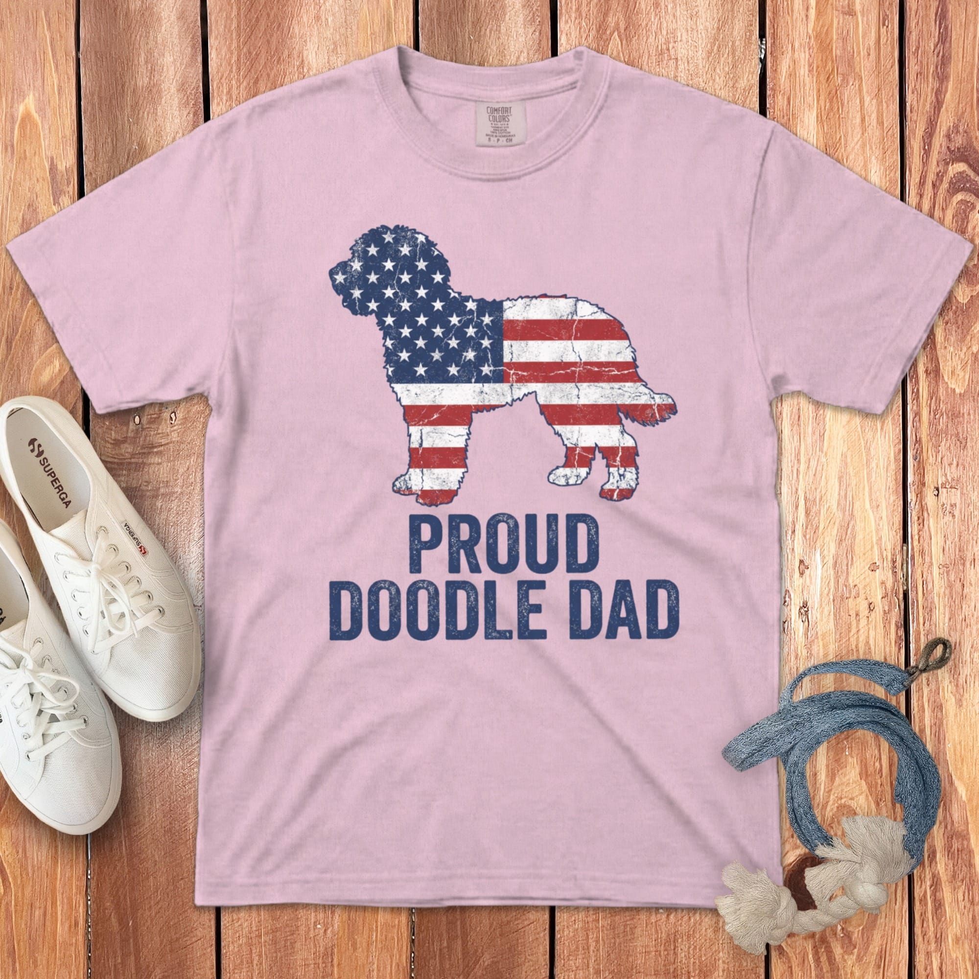 Patriotic Proud Doodle Dad Signature T-Shirt in Blossom / M by Puppy Jo