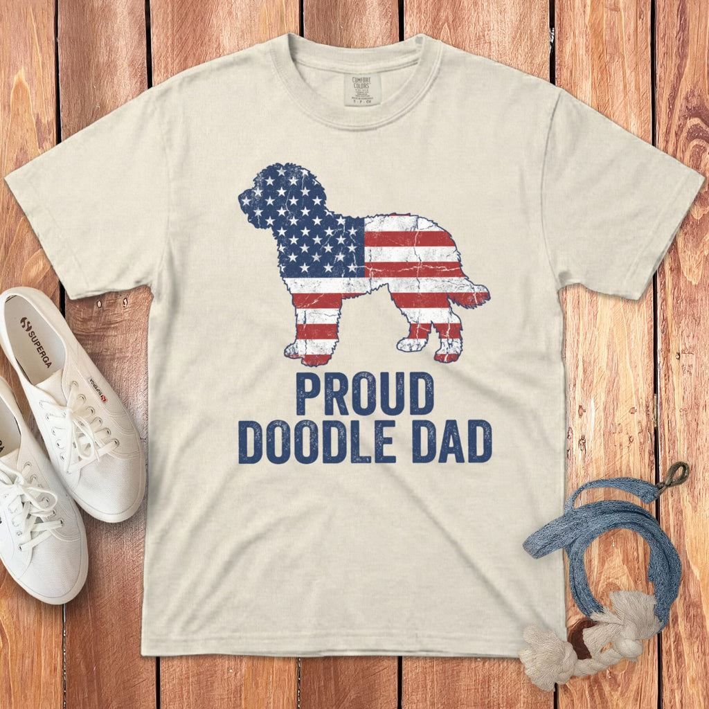 Patriotic Proud Doodle Dad Signature T-Shirt in Ivory / M by Puppy Jo
