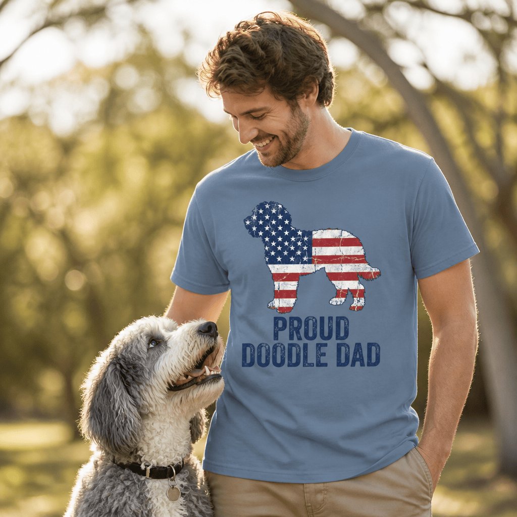Patriotic Proud Doodle Dad Signature T-Shirt in by Puppy Jo
