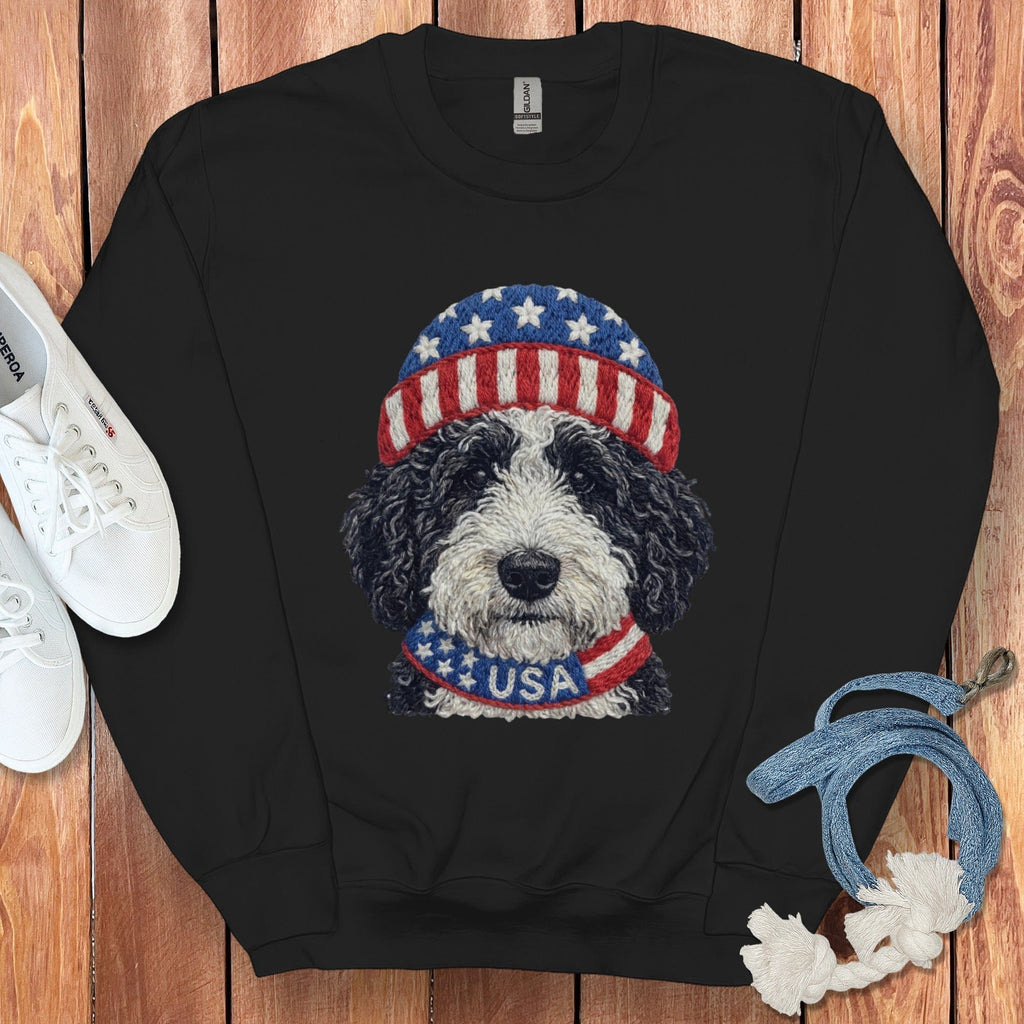 Patriotic Schnoodle Sweatshirt in Black / S by Puppy Jo