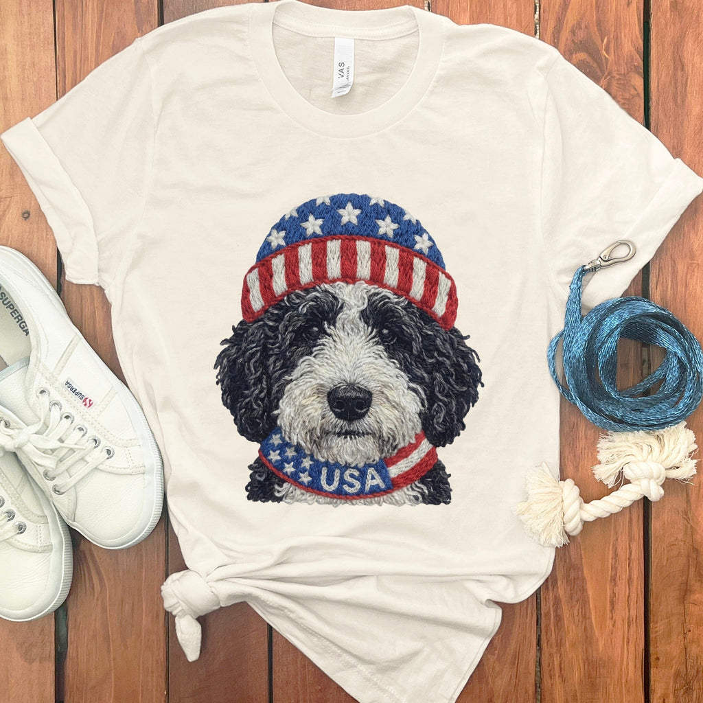 Patriotic Schnoodle T-Shirt in Natural / S by Puppy Jo