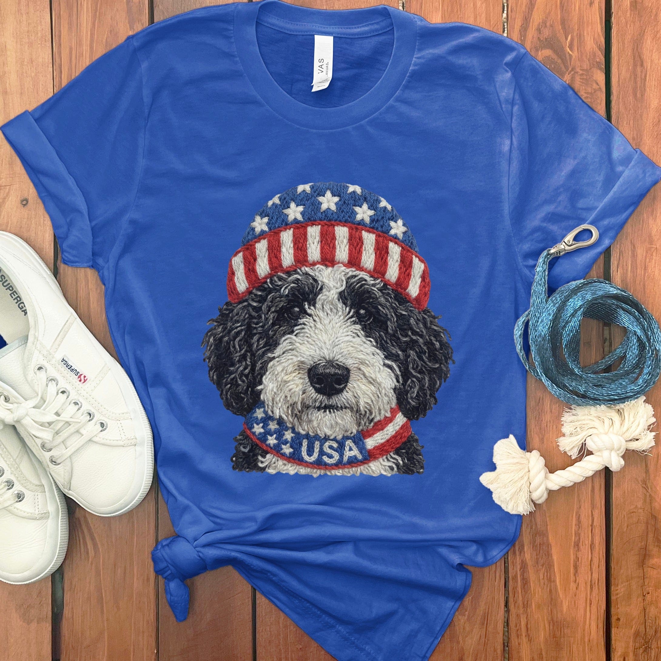 Patriotic Schnoodle T-Shirt in True Royal / S by Puppy Jo