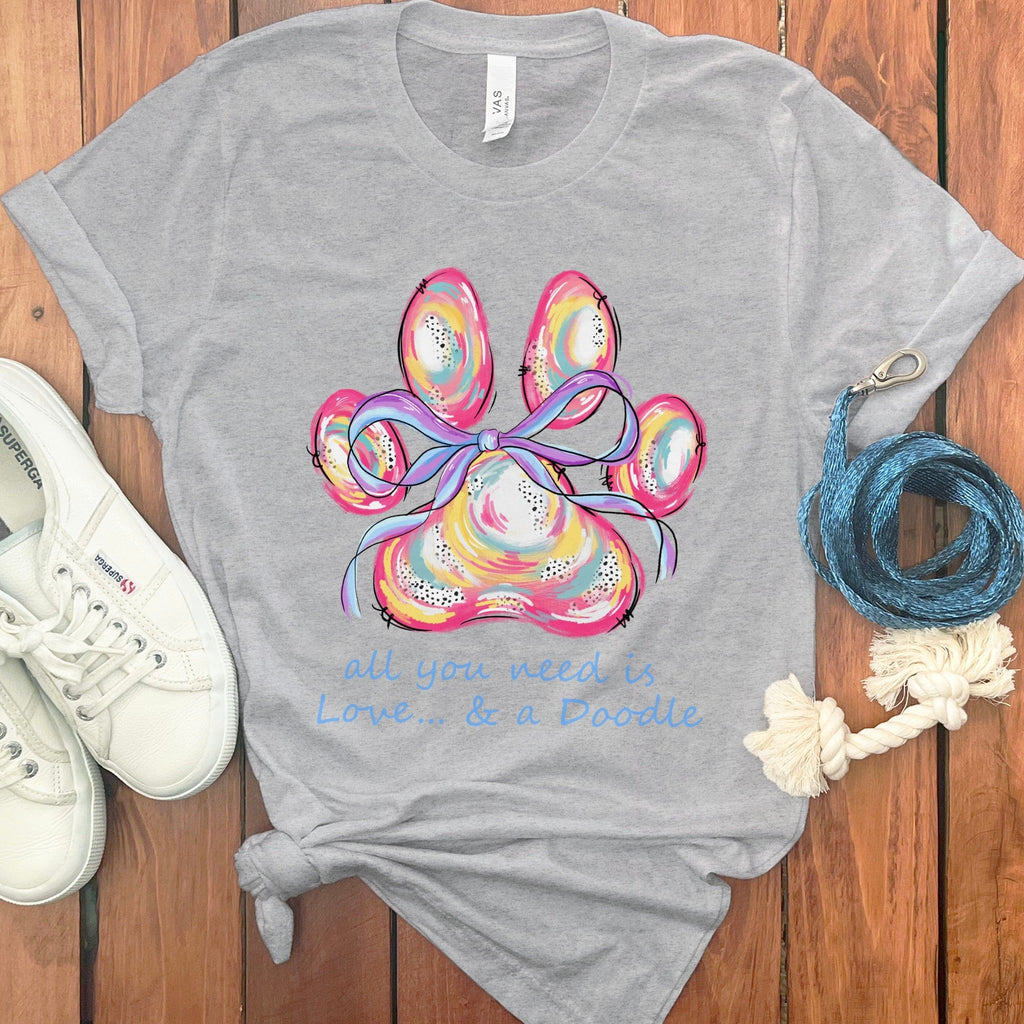 Paw Love Doodle T-Shirt in Athletic Heather / S by Puppy Jo