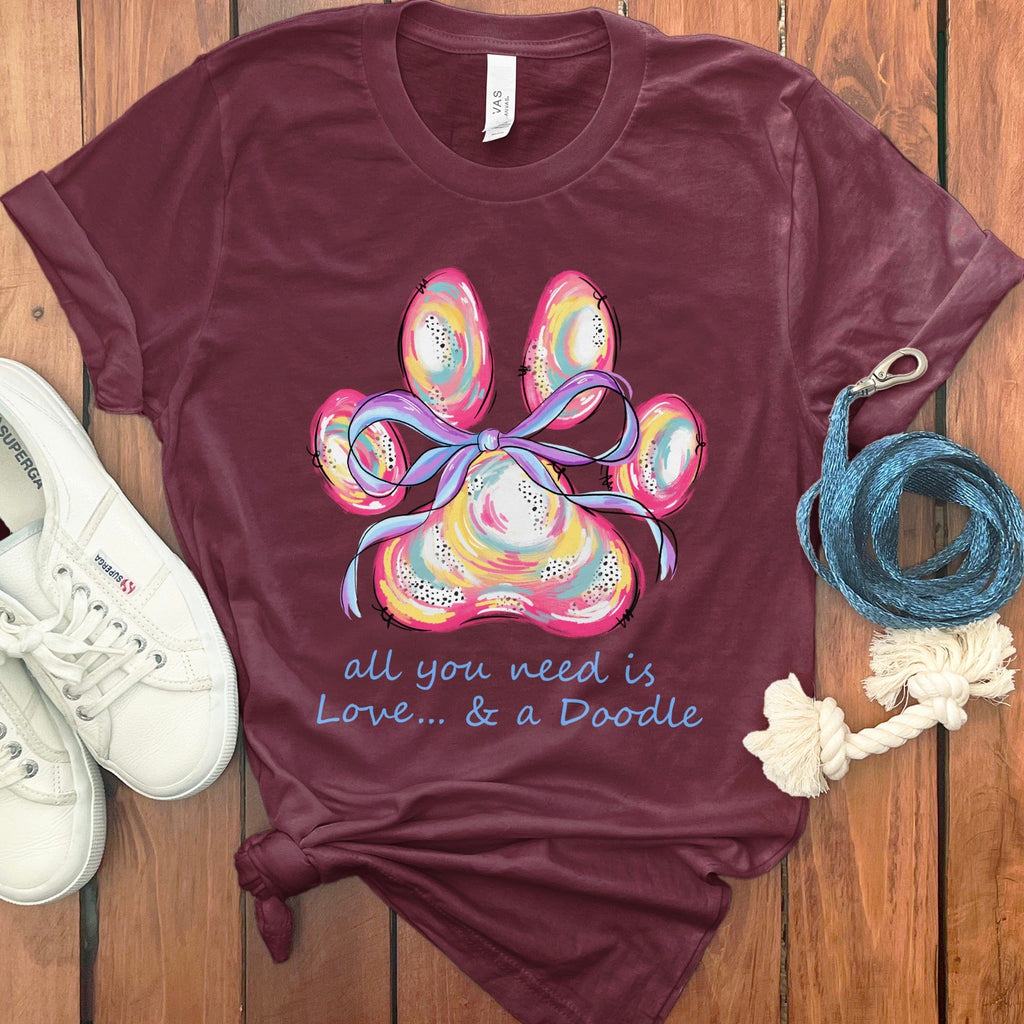 Paw Love Doodle T-Shirt in Maroon / S by Puppy Jo