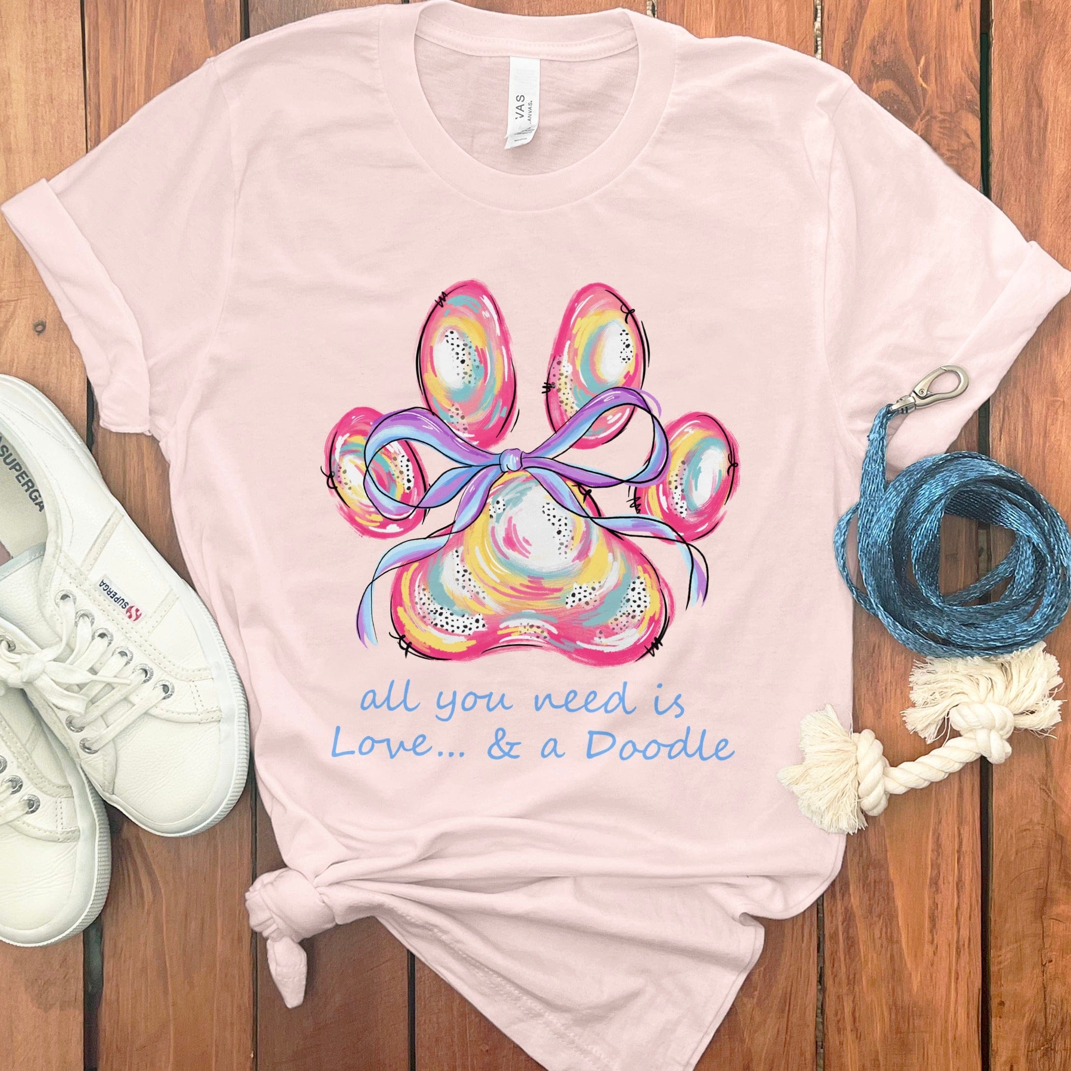 Paw Love Doodle T-Shirt in Soft Pink / S by Puppy Jo