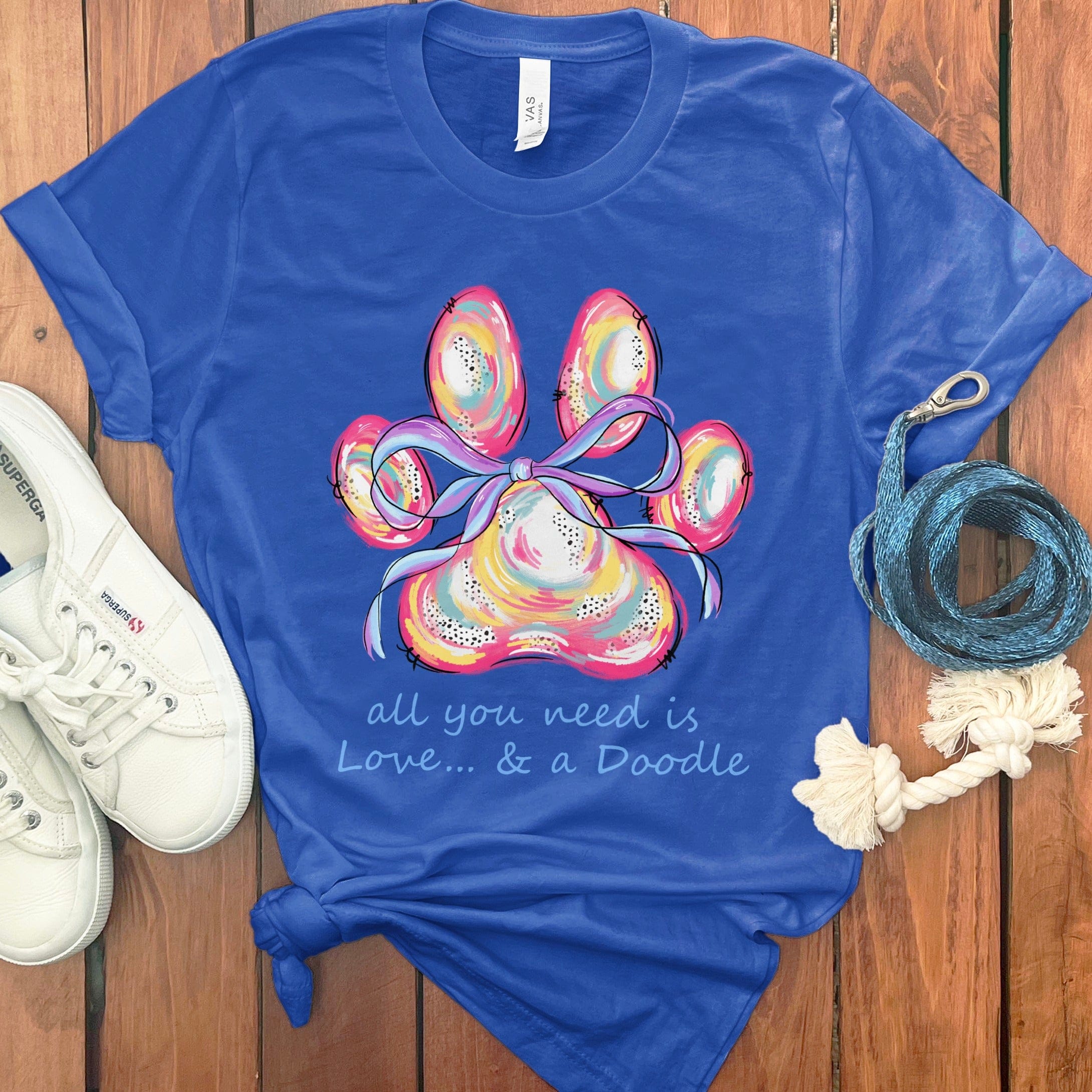 Paw Love Doodle T-Shirt in True Royal / S by Puppy Jo