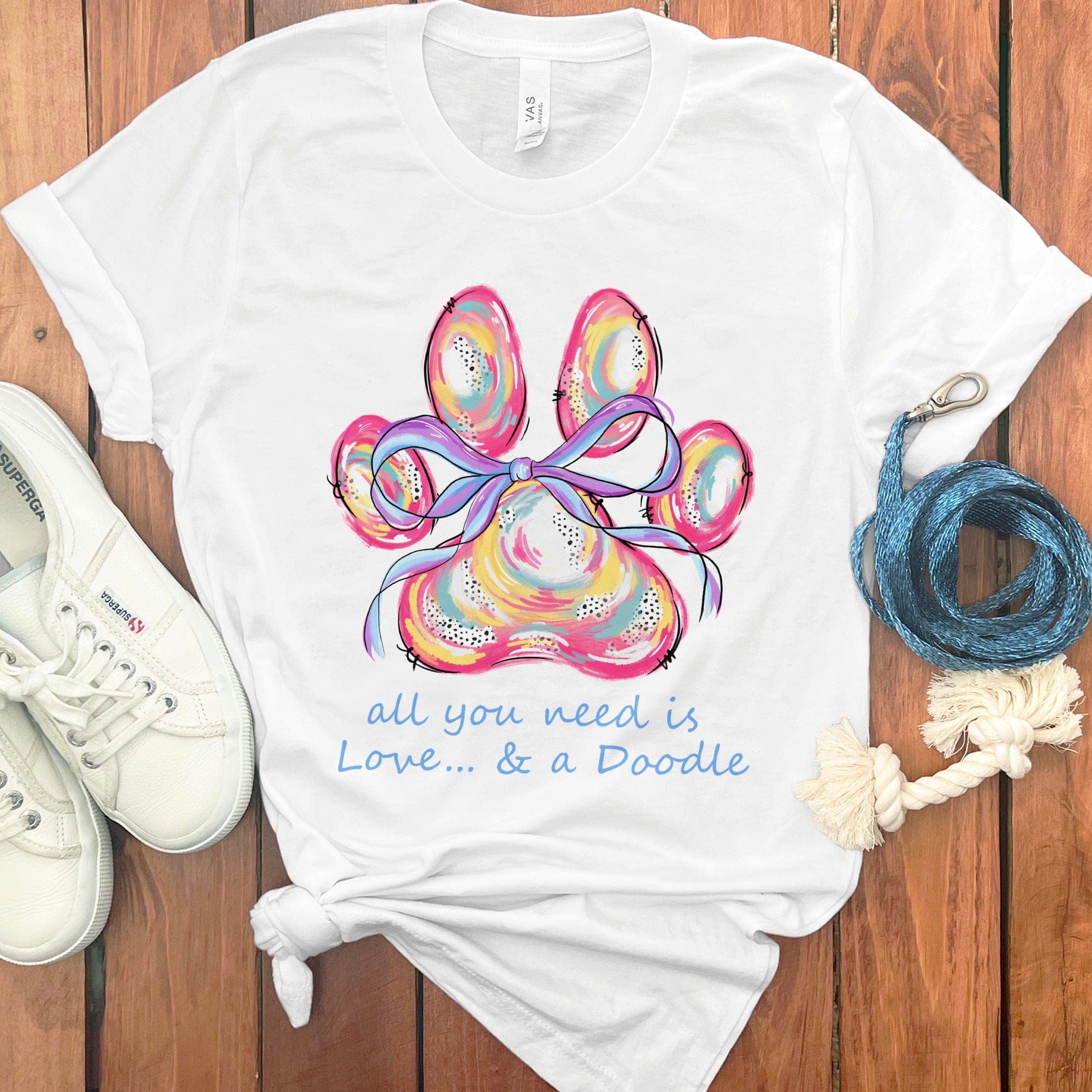 Paw Love Doodle T-Shirt in White / S by Puppy Jo