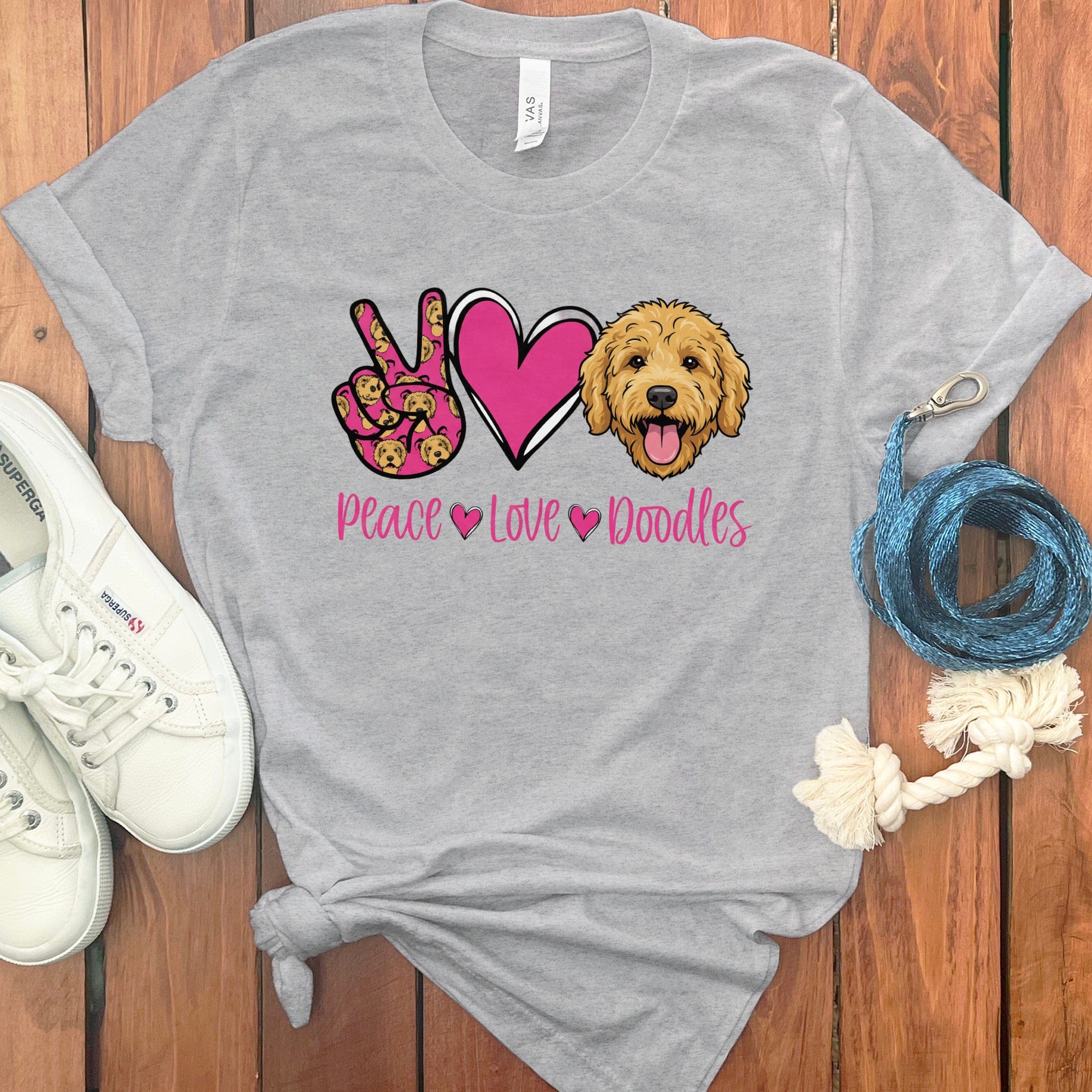 Peace Love Doodles T-Shirt in Athletic Heather / S by Puppy Jo