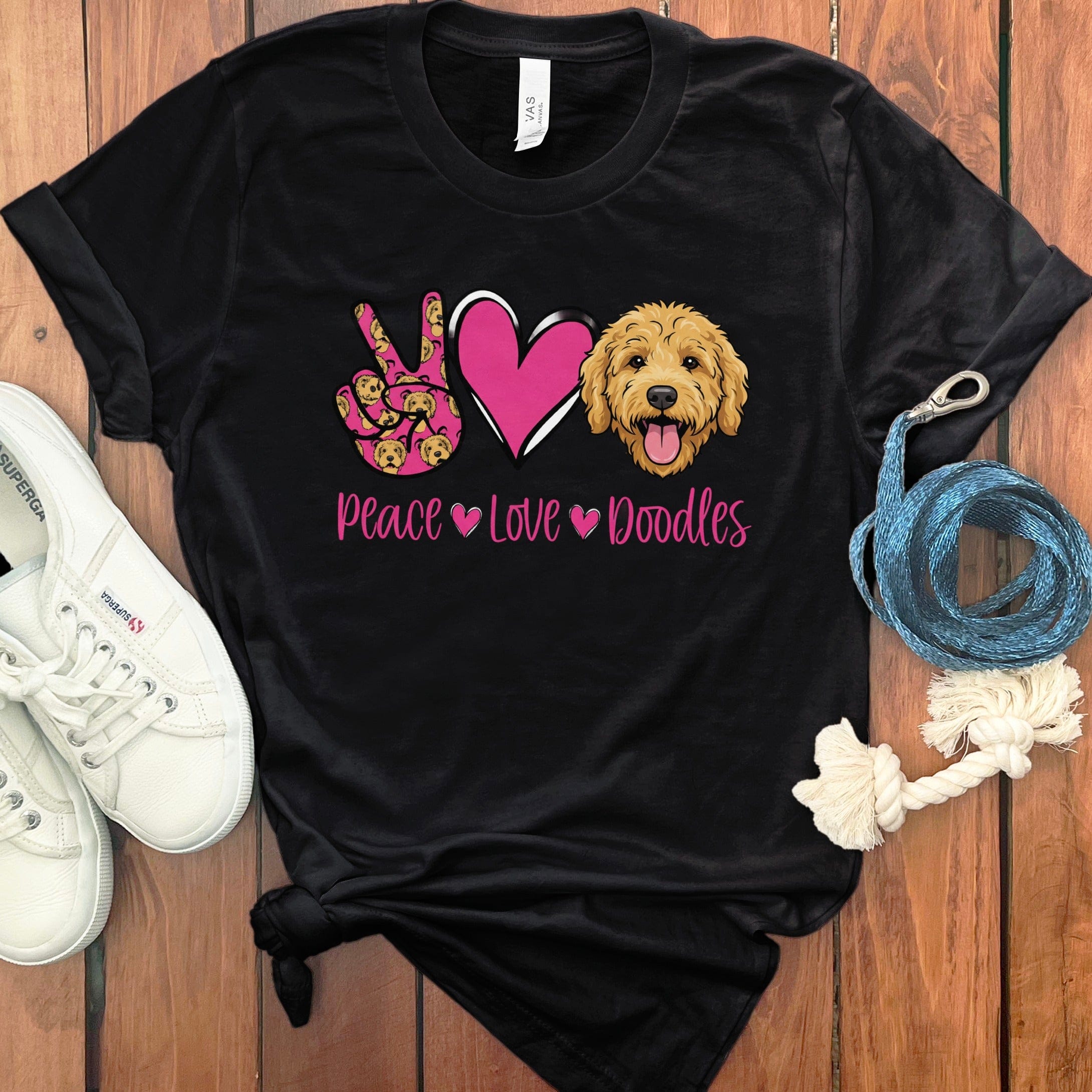 Peace Love Doodles T-Shirt in Black / S by Puppy Jo