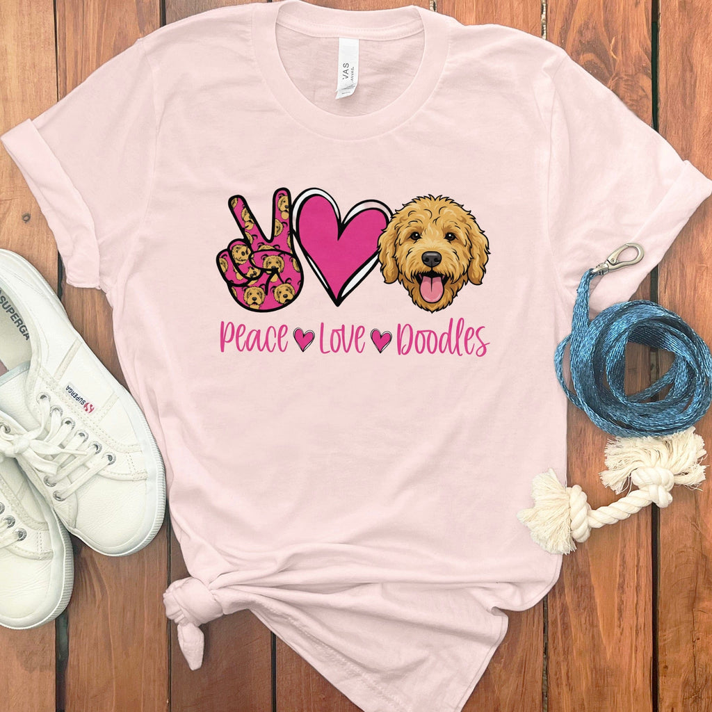 Peace Love Doodles T-Shirt in Soft Pink / S by Puppy Jo