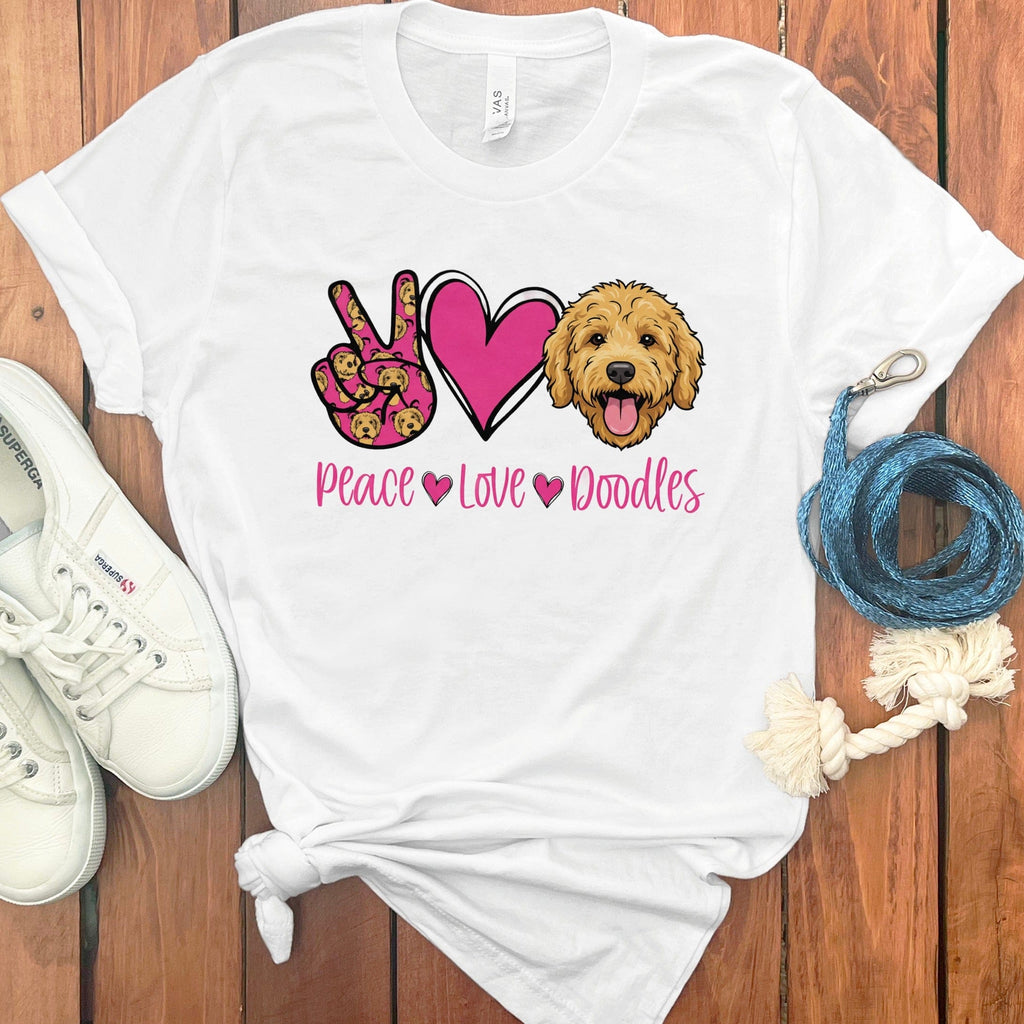 Peace Love Doodles T-Shirt in White / S by Puppy Jo
