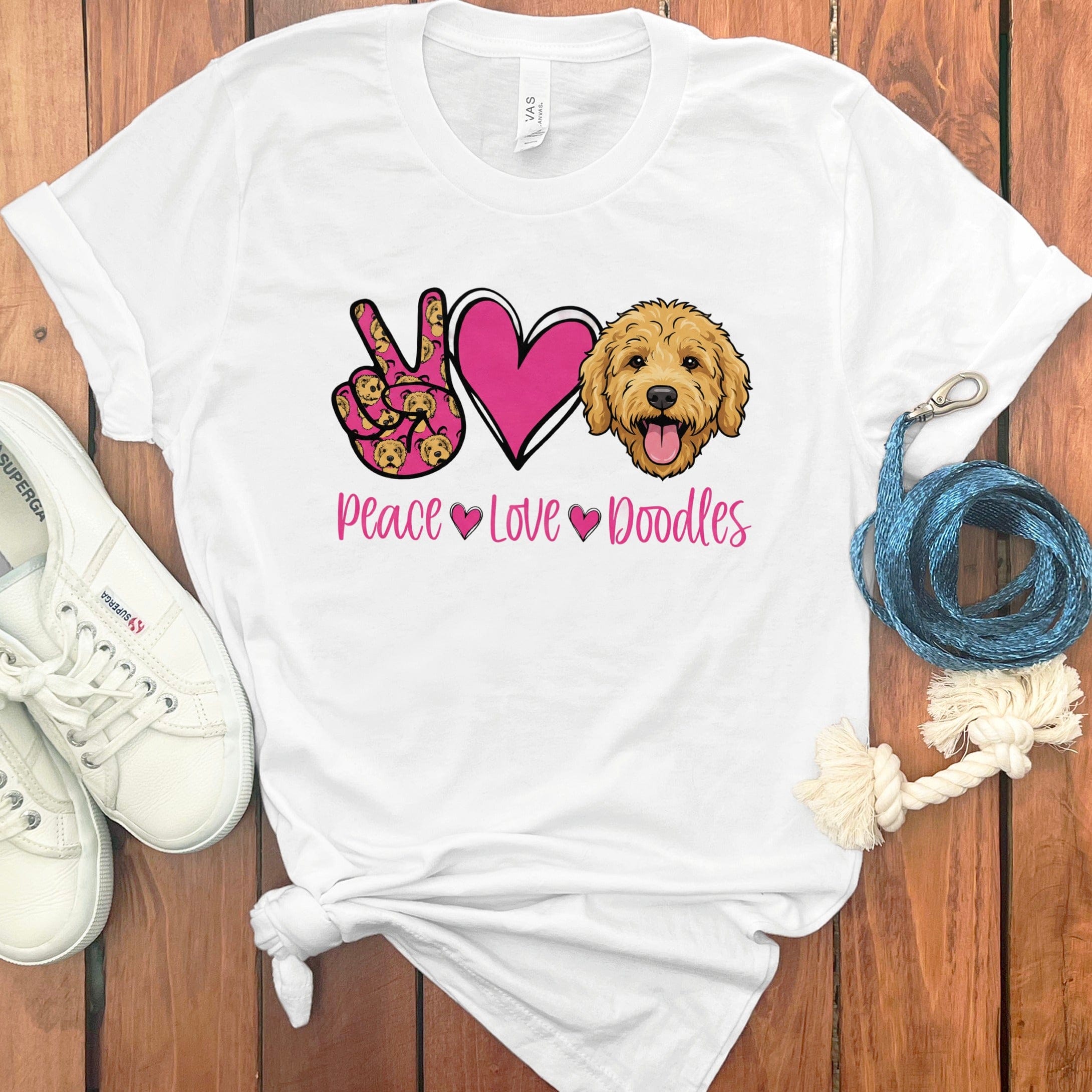 Peace Love Doodles T-Shirt in White / S by Puppy Jo