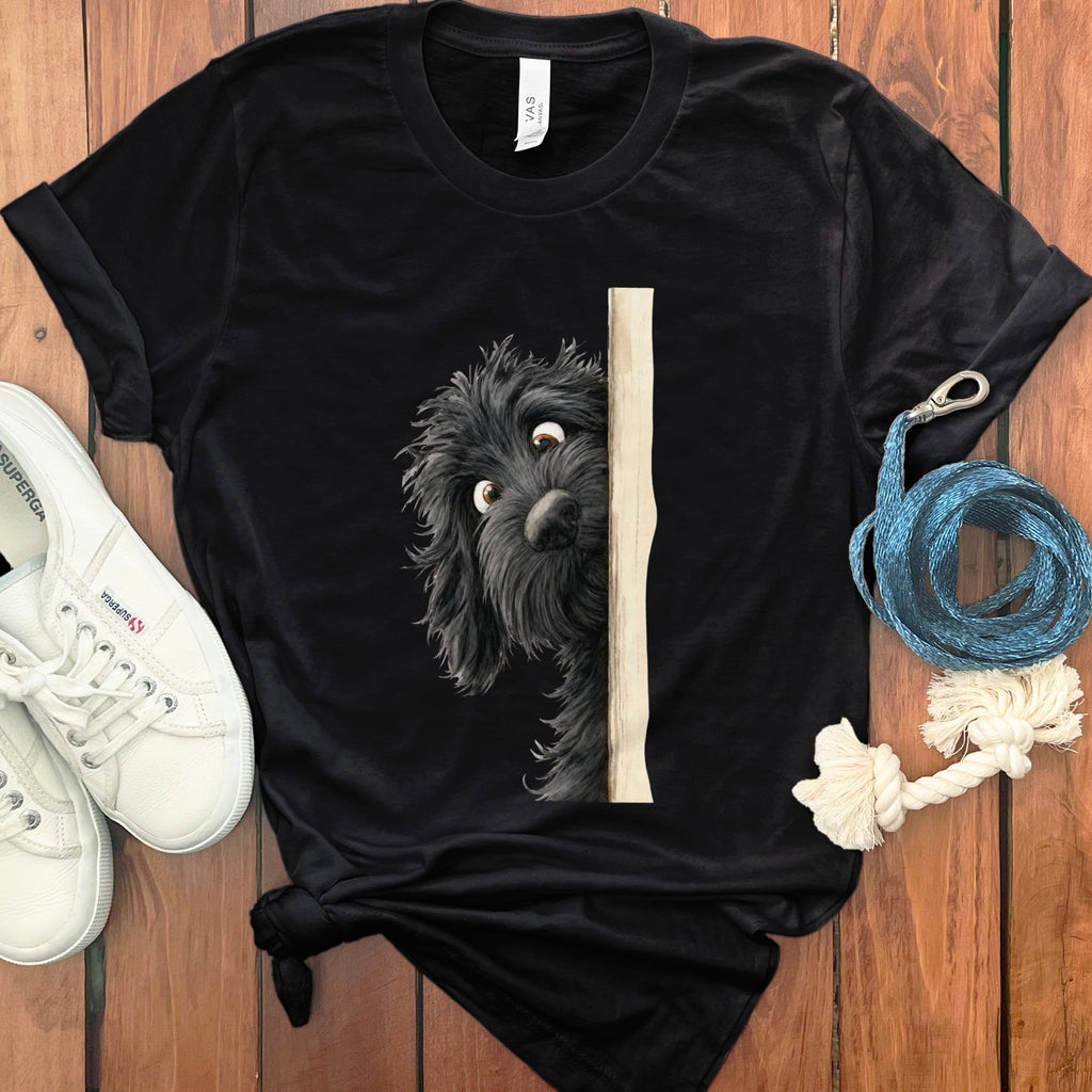 Peekaboo Black Goldendoodle T-Shirt in Black / S by Puppy Jo
