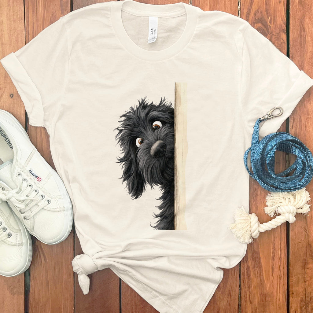Peekaboo Black Goldendoodle T-Shirt in Natural / S by Puppy Jo