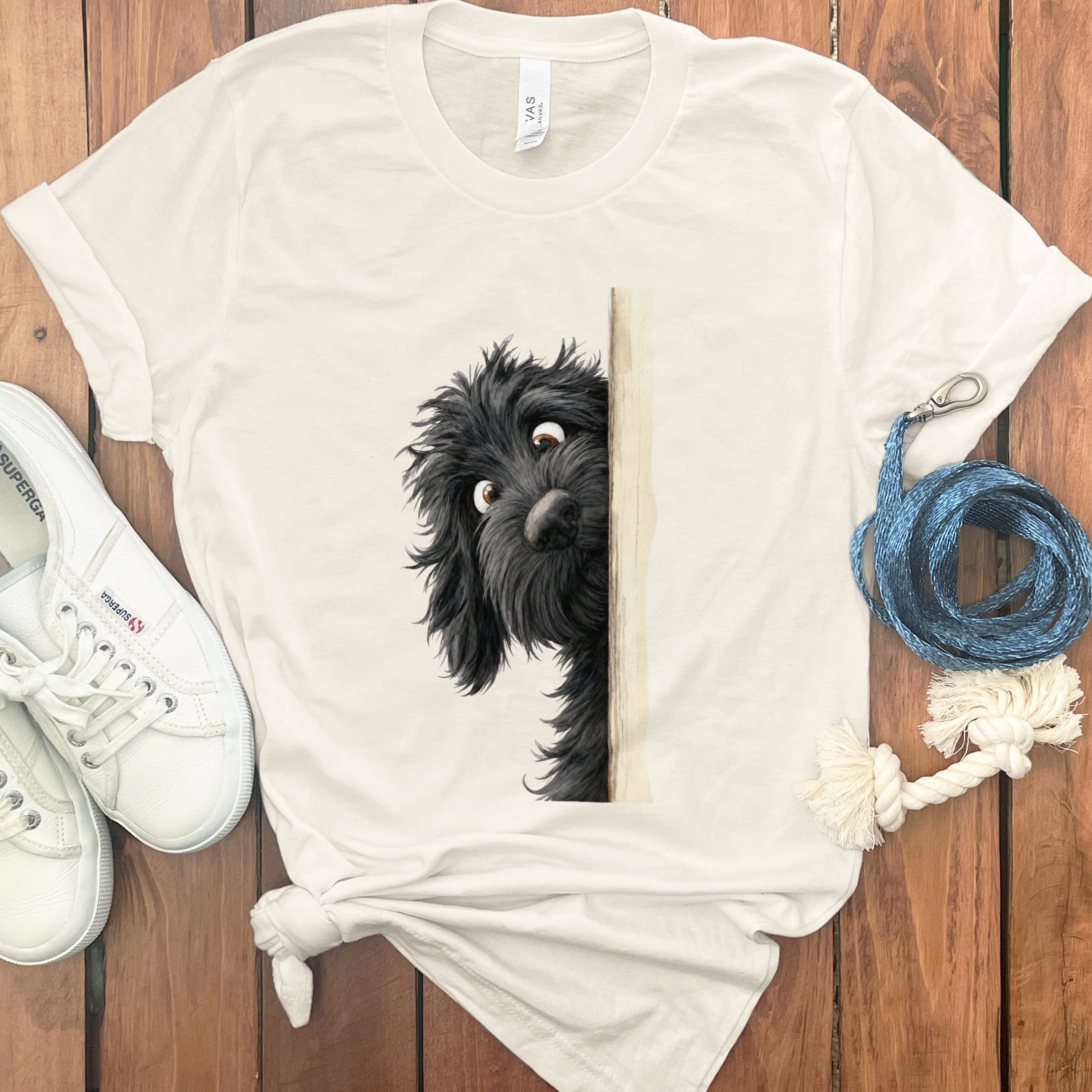 Peekaboo Black Goldendoodle T-Shirt in Natural / S by Puppy Jo