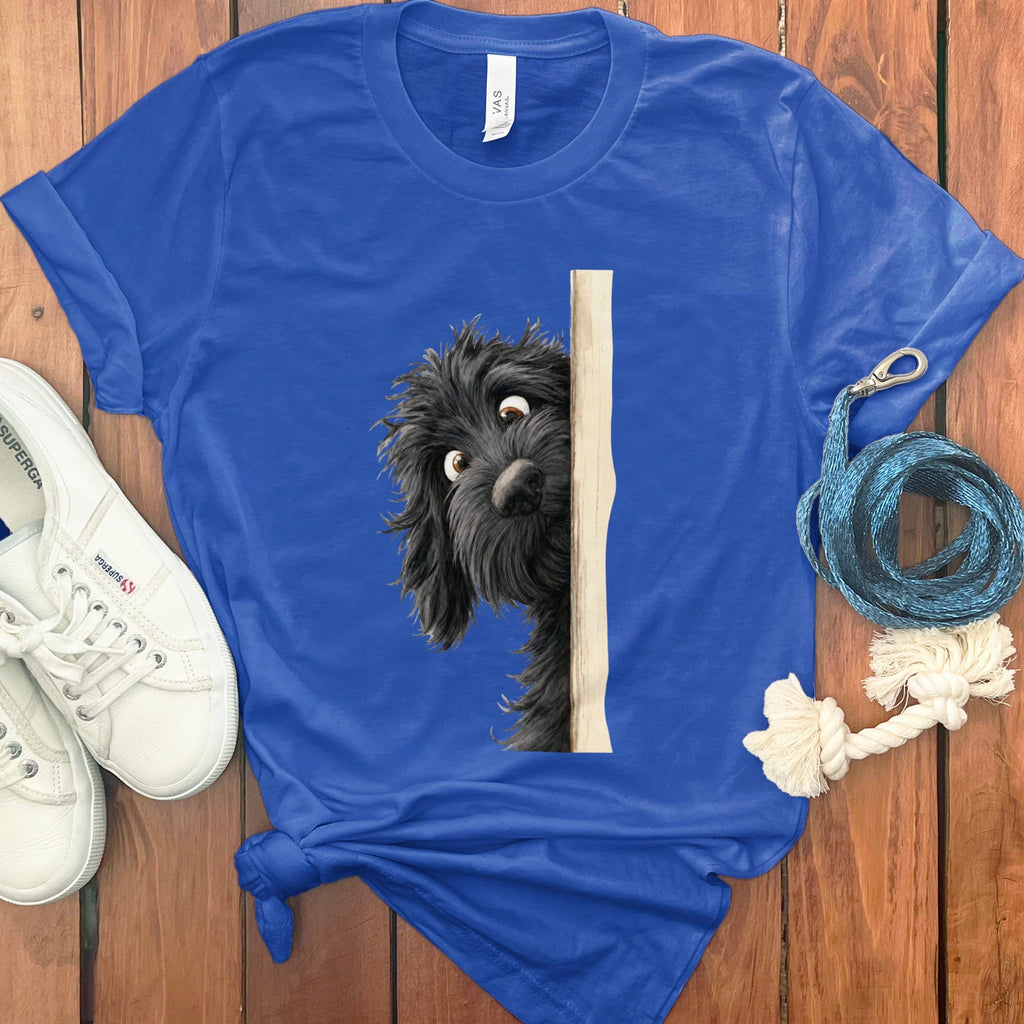 Peekaboo Black Goldendoodle T-Shirt in True Royal / S by Puppy Jo