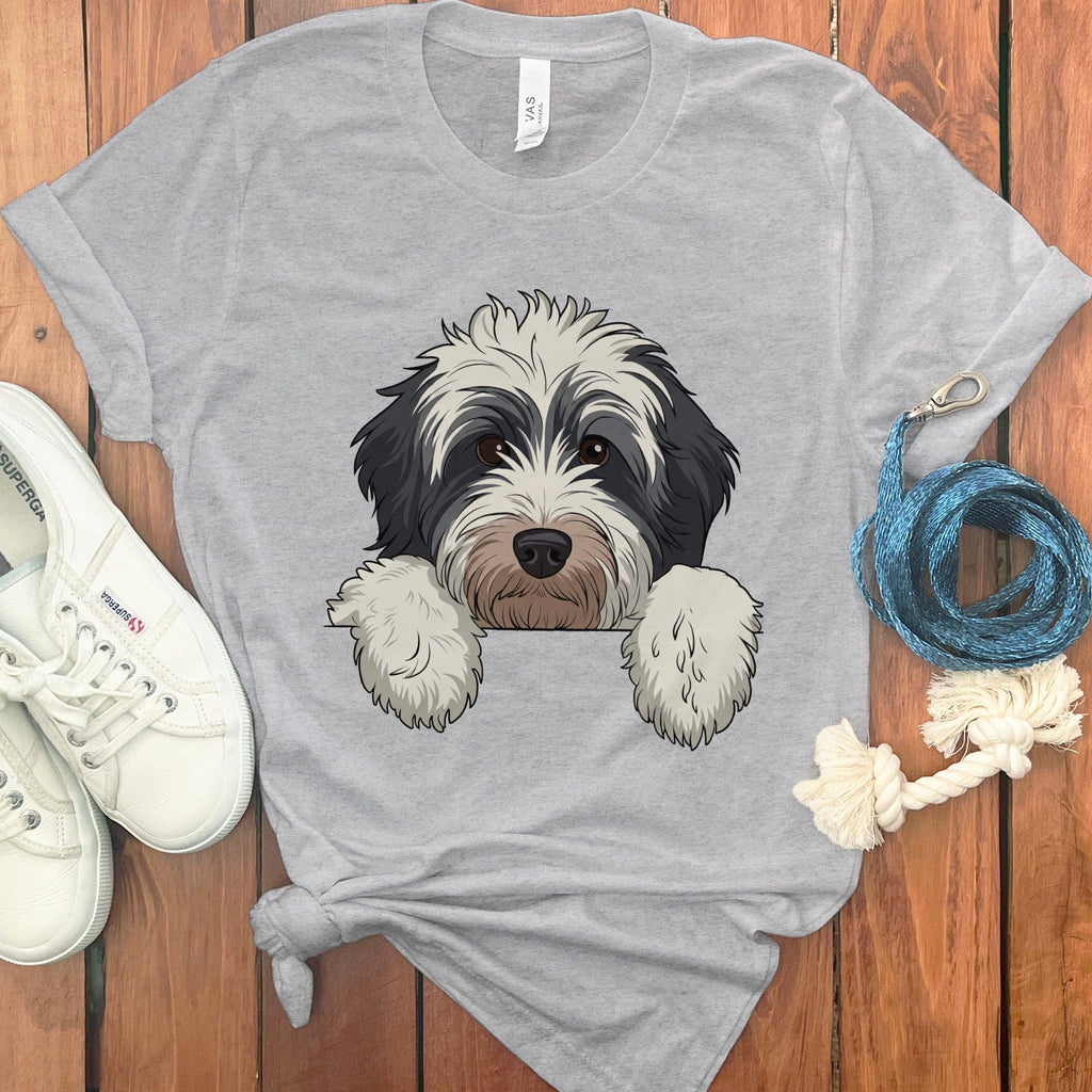Peeking Bernedoodle T-Shirt in Athletic Heather / S by Puppy Jo