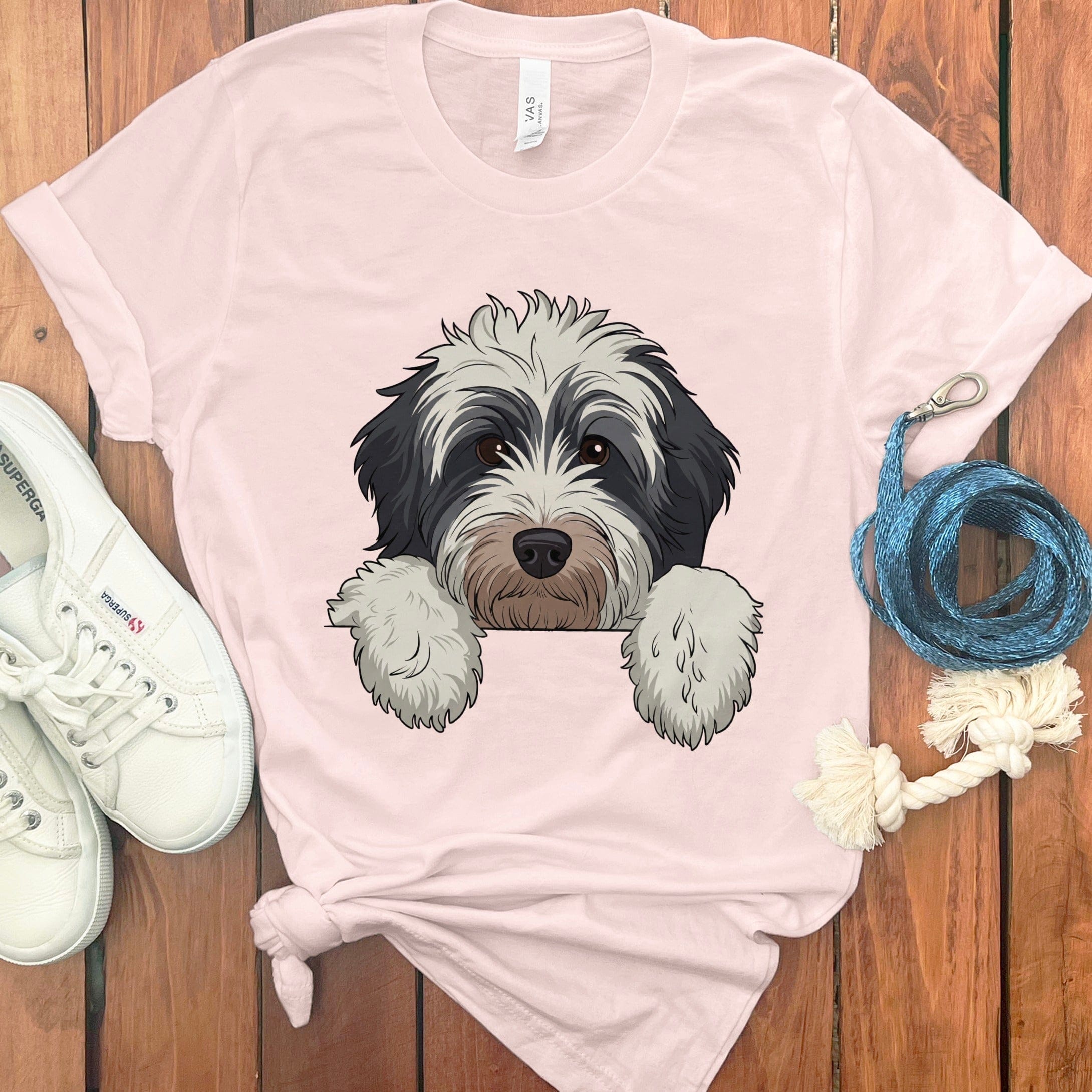 Peeking Bernedoodle T-Shirt in Soft Pink / S by Puppy Jo