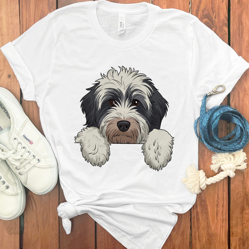 Peeking Bernedoodle T-Shirt in White / S by Puppy Jo
