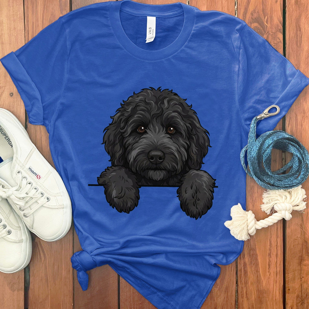 Peeking Black Goldendoodle T-Shirt in True Royal / S / T-Shirts by Puppy Jo