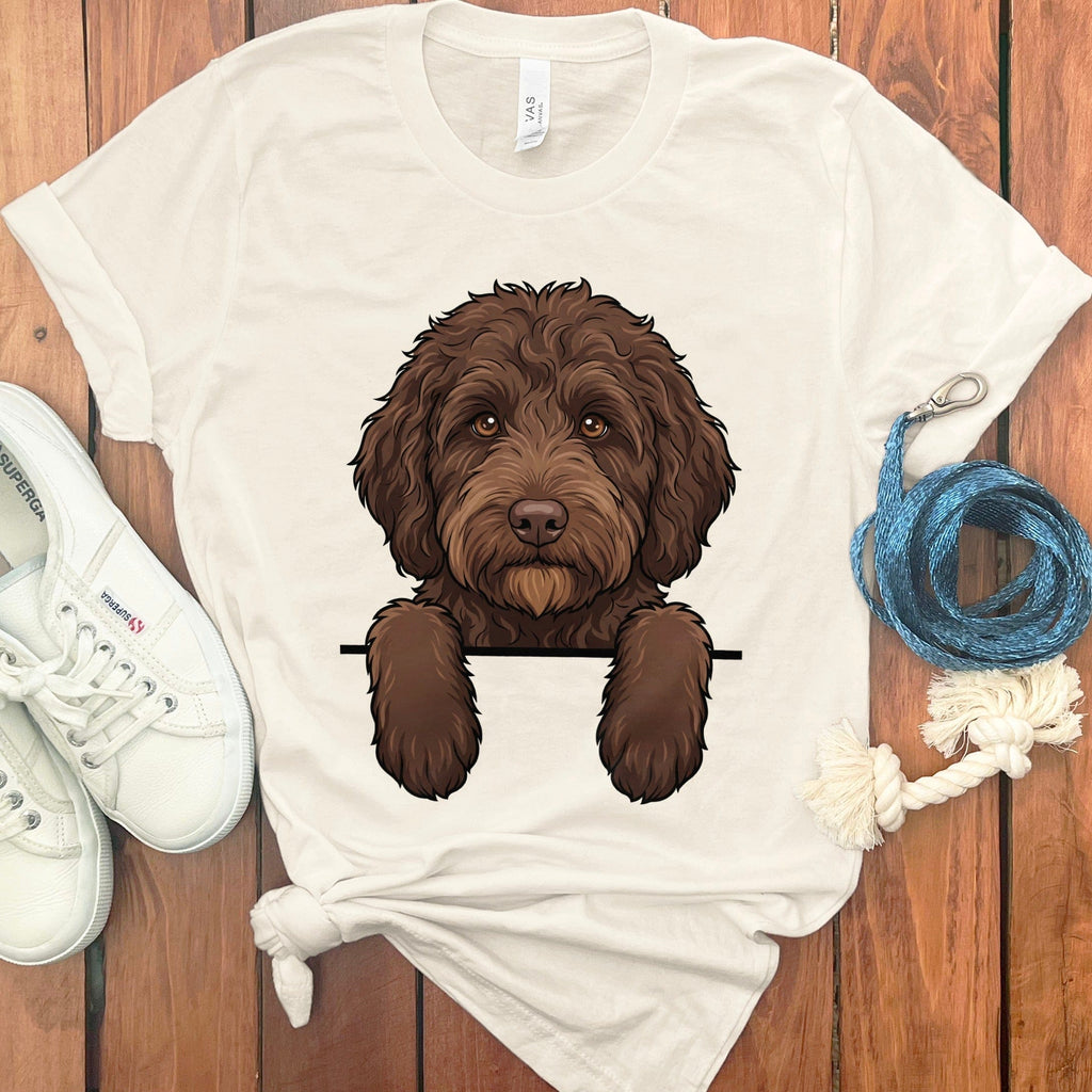 Peeking Chocolate Doodle T-Shirt in Natural / S by Puppy Jo