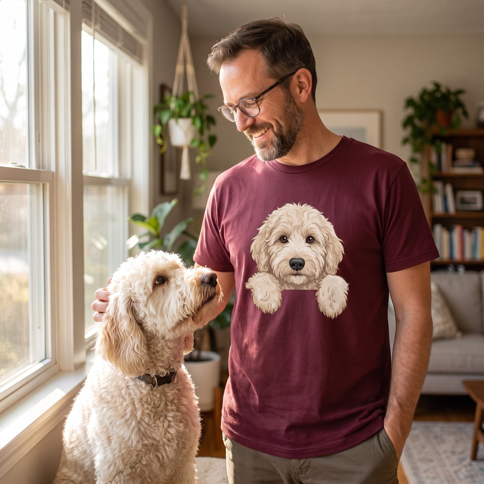 Peeking Cream Goldendoodle T-Shirt in by Puppy Jo