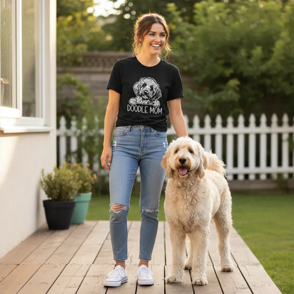 Peeking Doodle Mom T-Shirt in by Puppy Jo