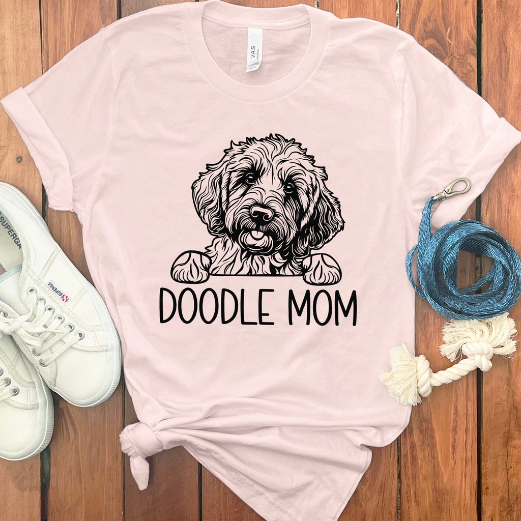 Peeking Doodle Mom T-Shirt in Soft Pink / S by Puppy Jo